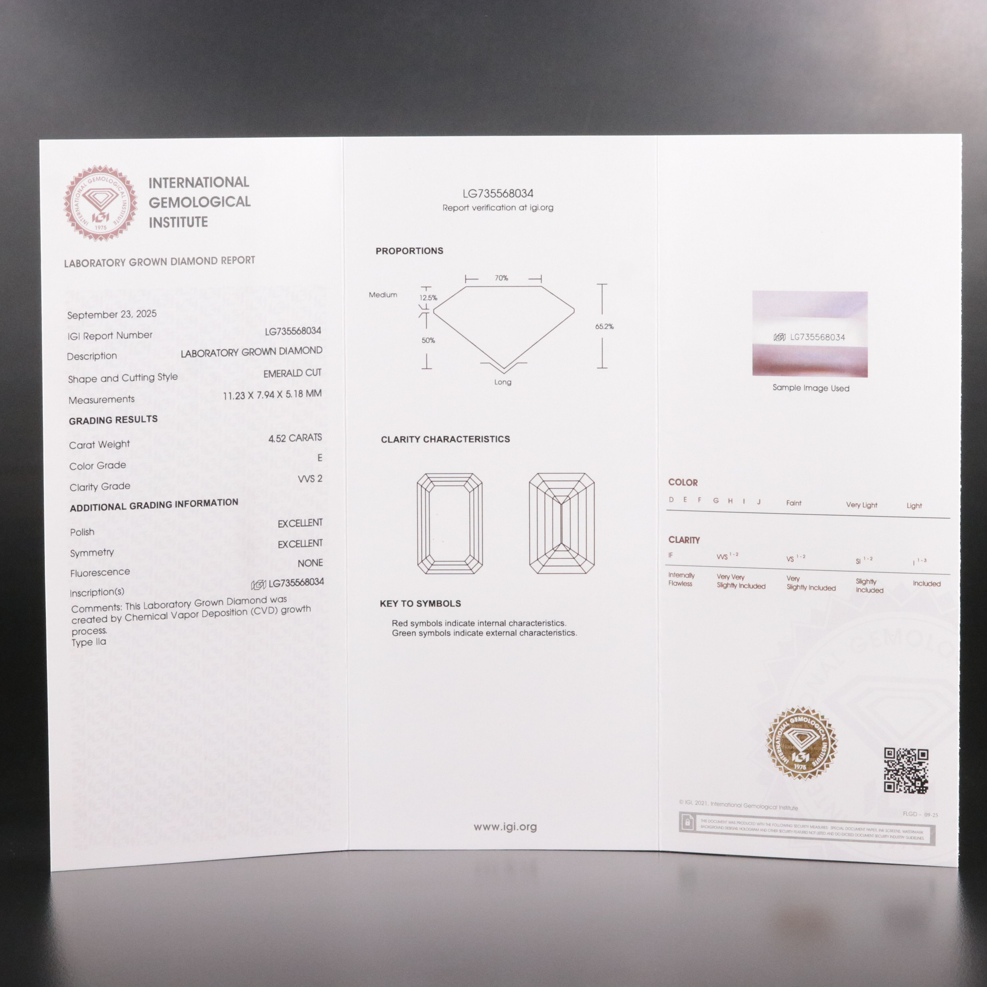 Platinum 4.52 CT Lab Grown Diamond Solitaire Ring with IGI Report