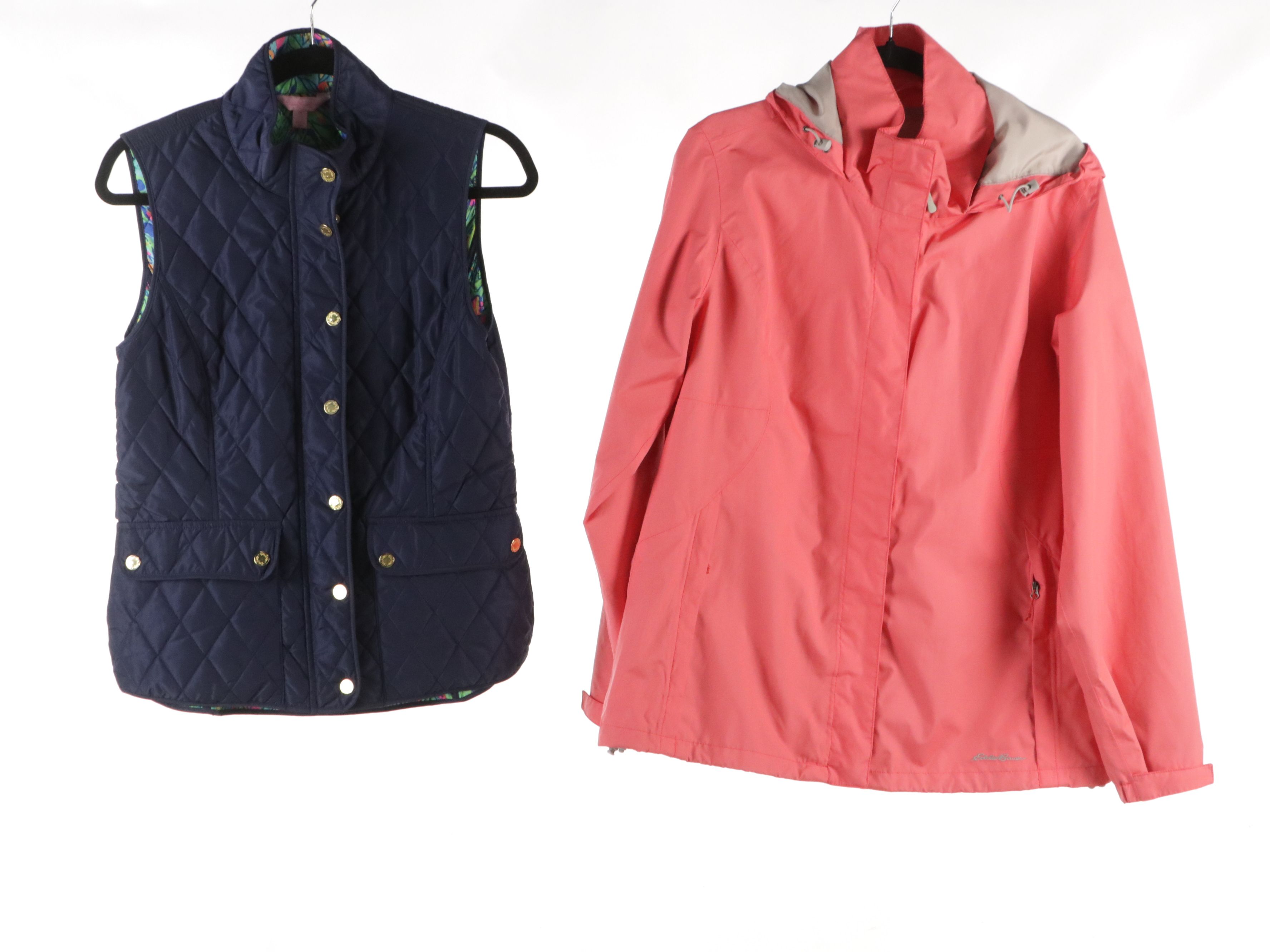 Lilly Pulitzer Quilted Vest, Eddie Bauer Windbreaker, Other Fleece-Lined Jacket