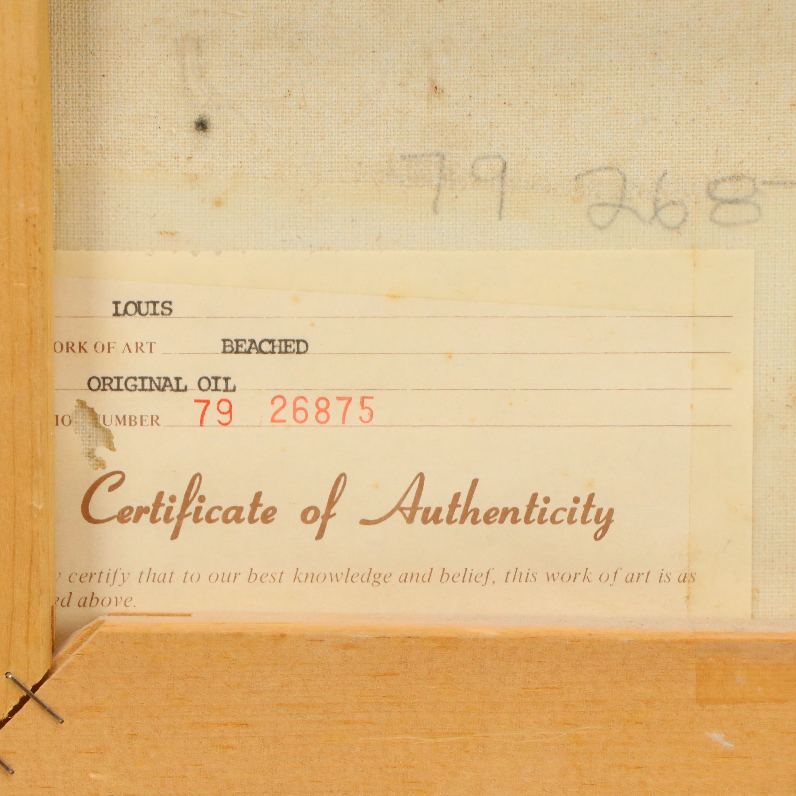 Louis Oil Painting "Beached," Mid to Late 20th Century