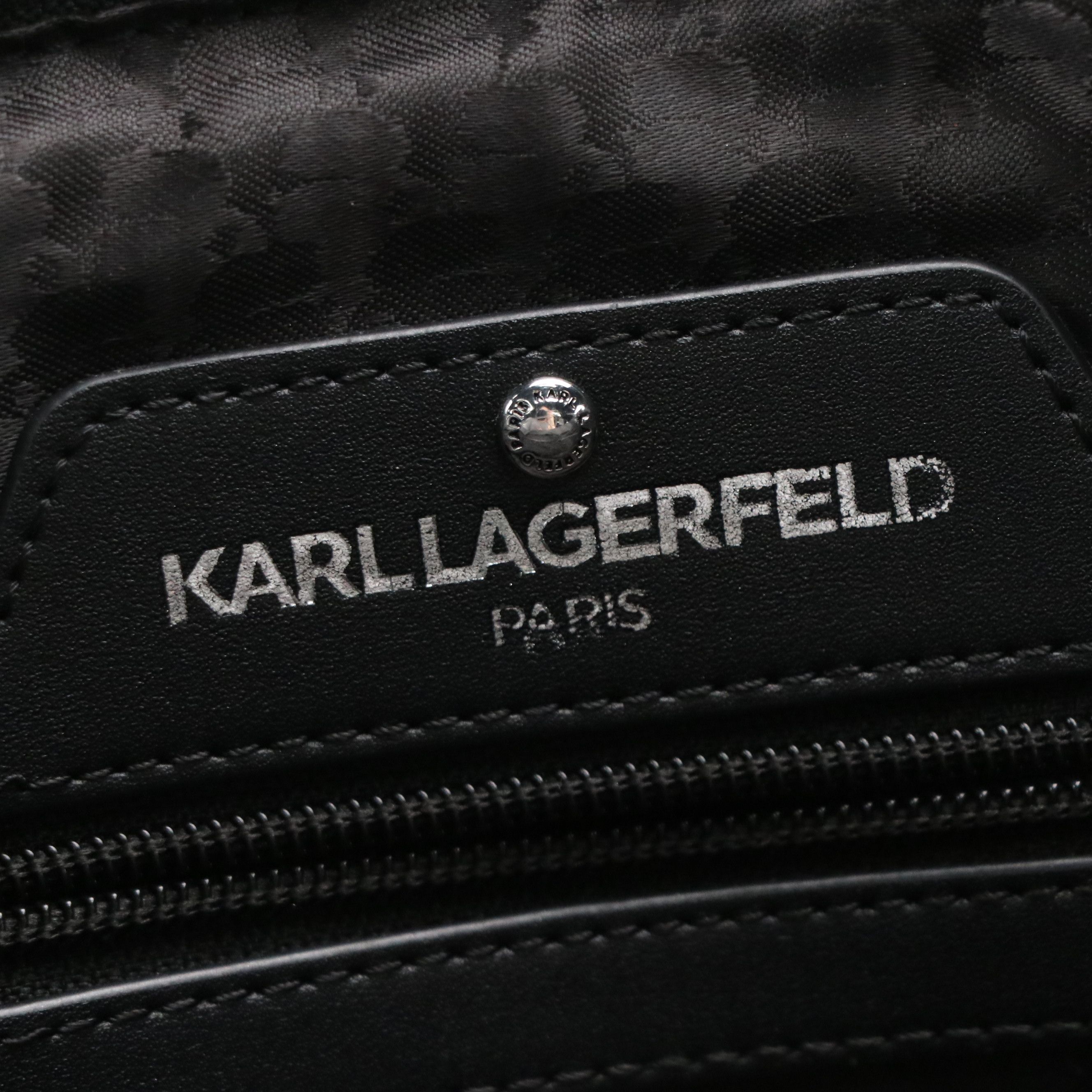 Karl Lagerfeld Amour Large Zip Tote Bag in Black Nylon and Colorful Faux Leather