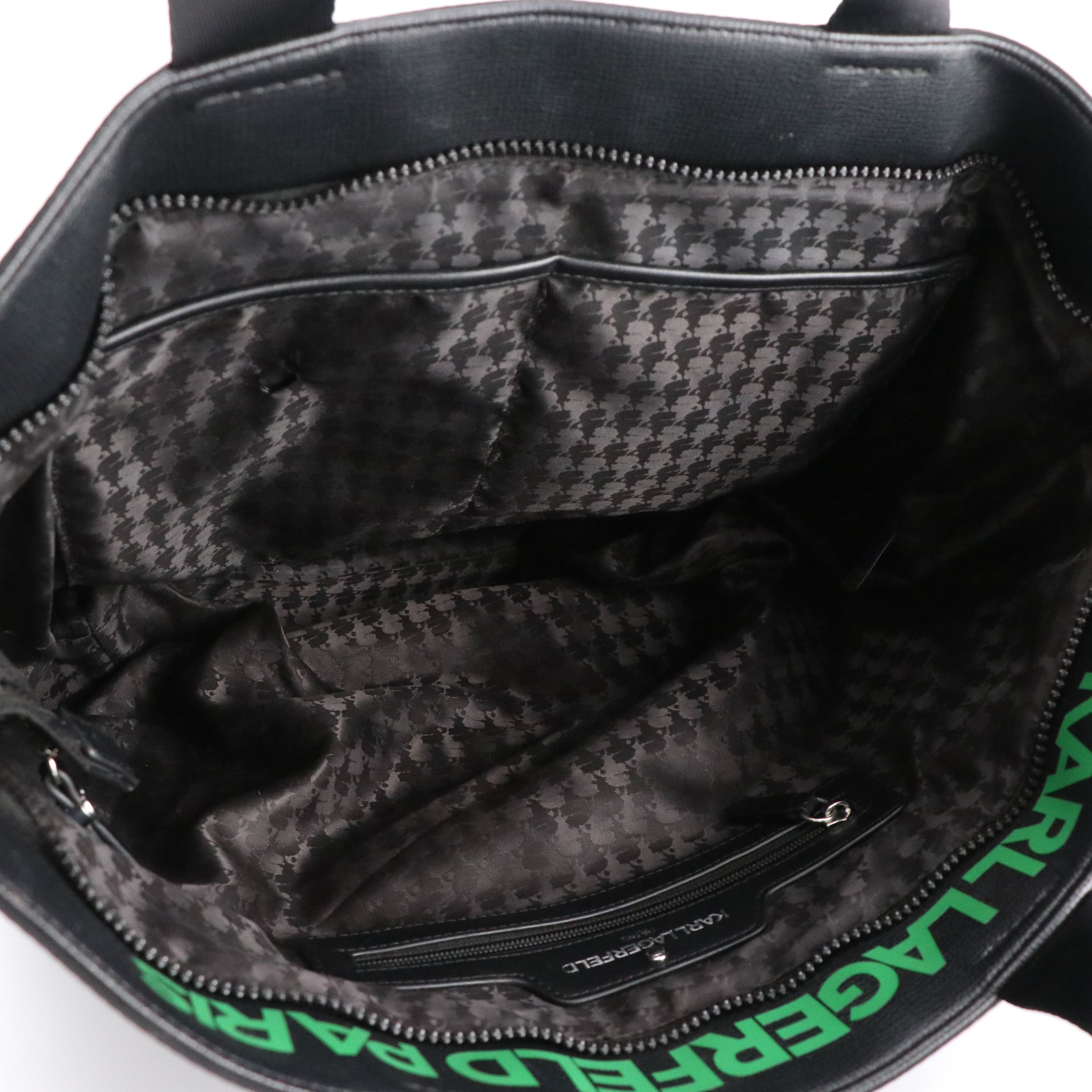 Karl Lagerfeld Amour Large Zip Tote Bag in Black Nylon and Colorful Faux Leather