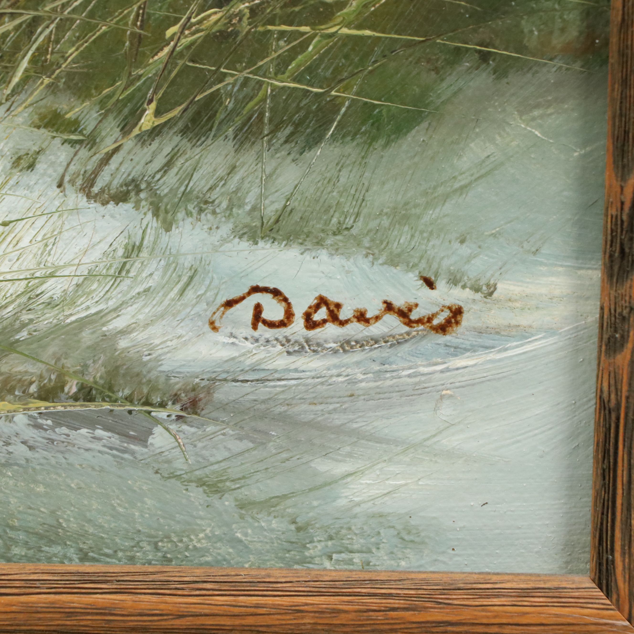 Oil Painting of Stormy Beach Scene, Mid to Late 20th Century
