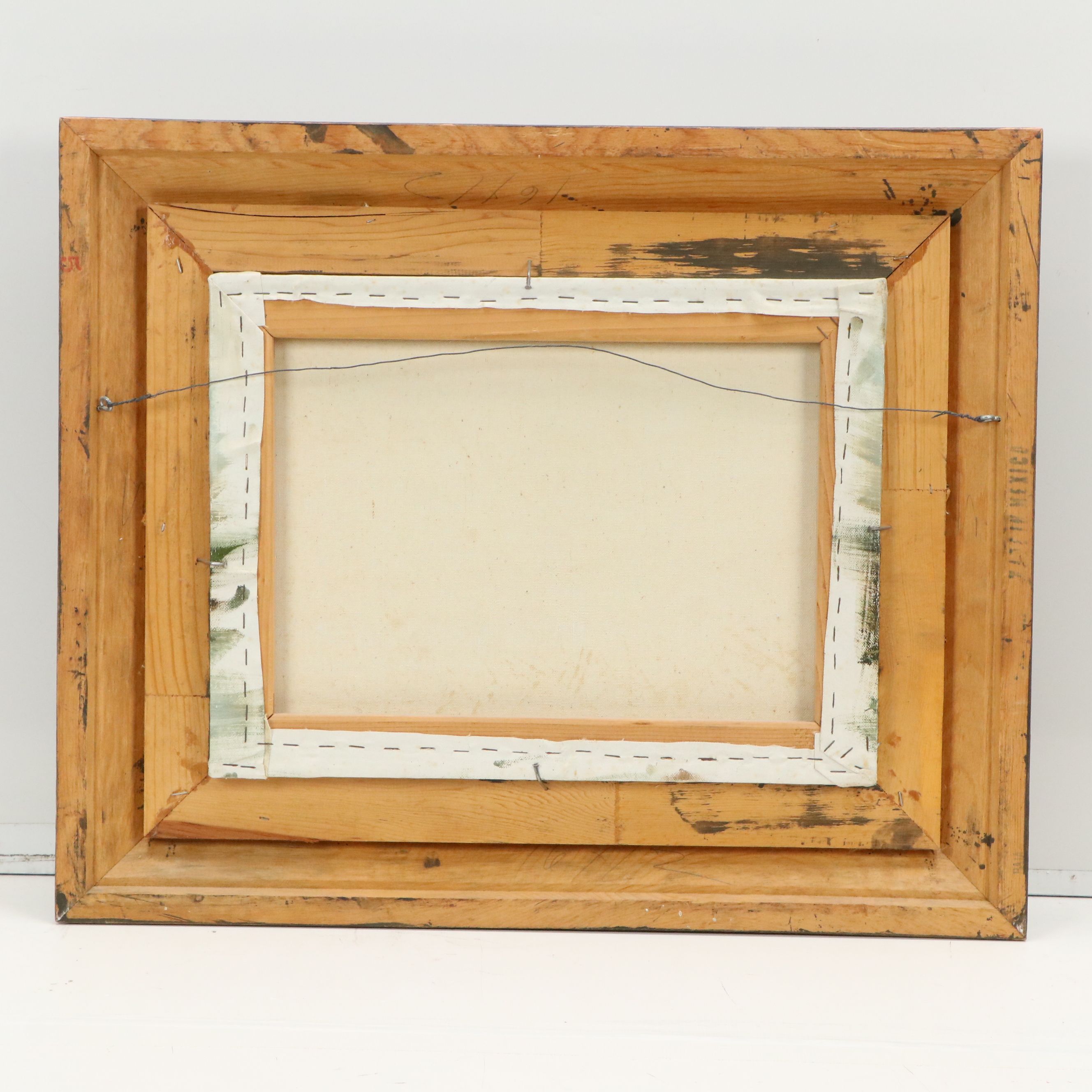 Oil Painting of Stormy Beach Scene, Mid to Late 20th Century