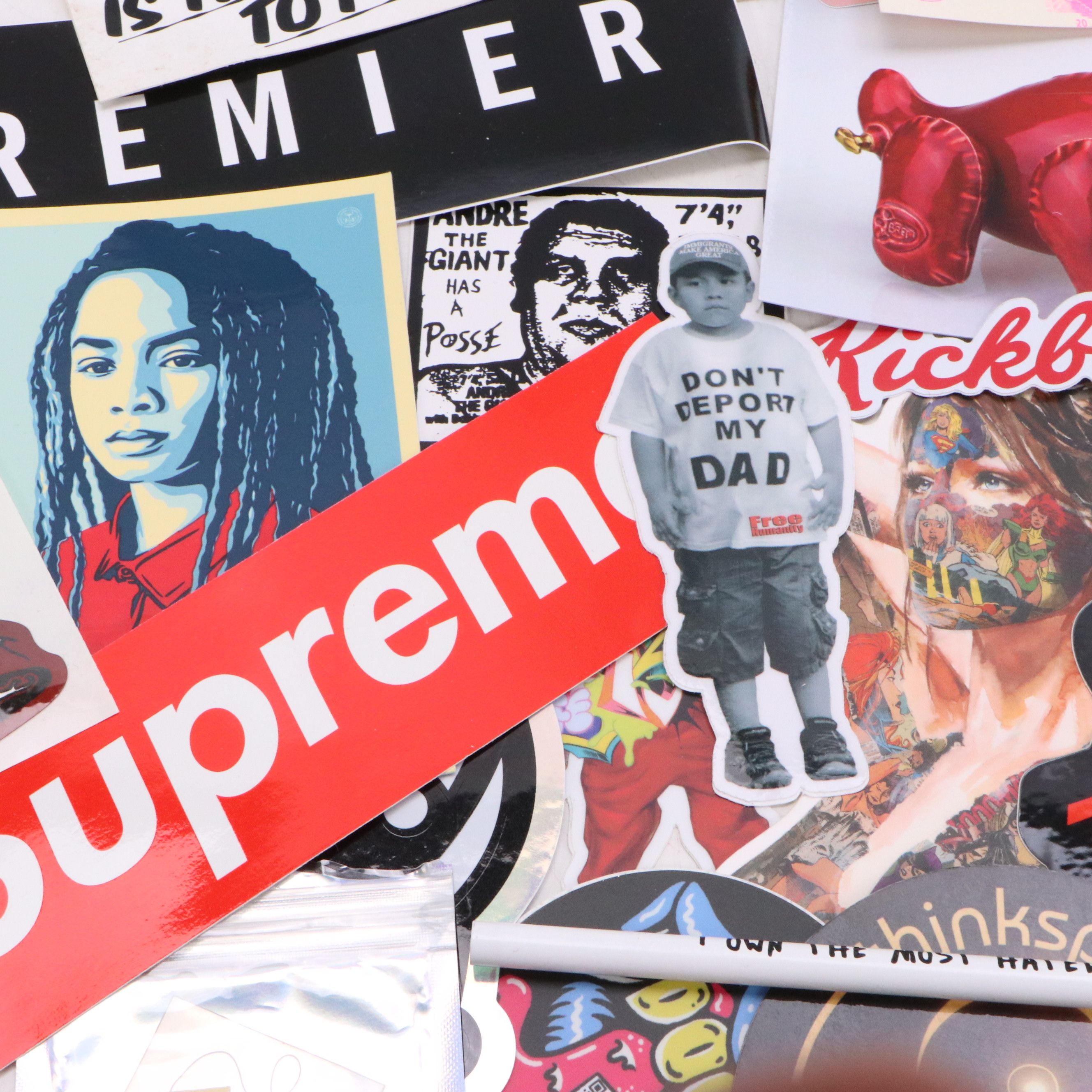 Collection of Stickers and Ephemera from Shepard Fairey, Imbue, and More