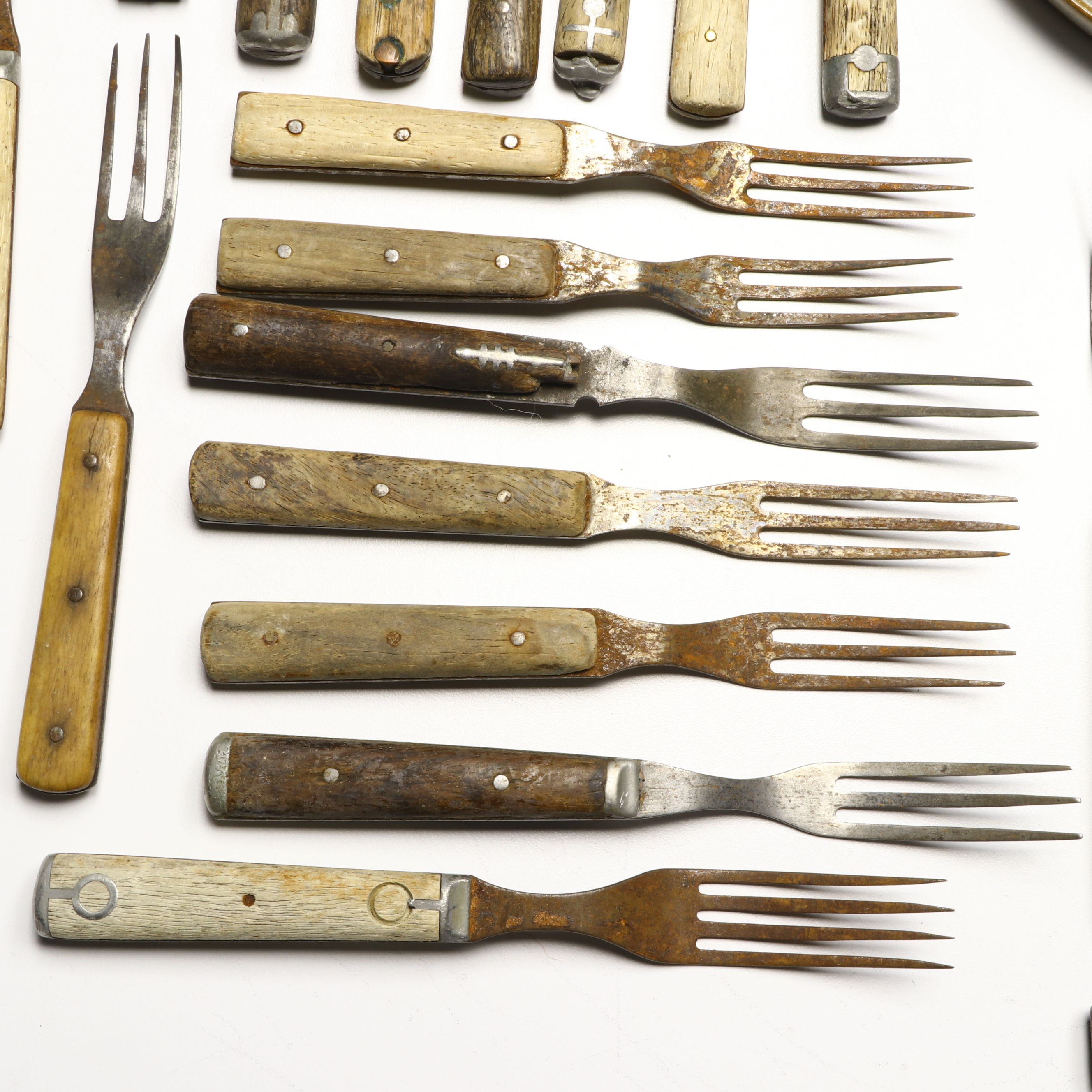 Victorian Wooden Handle Forks with Coffee Grinder and Other Decor