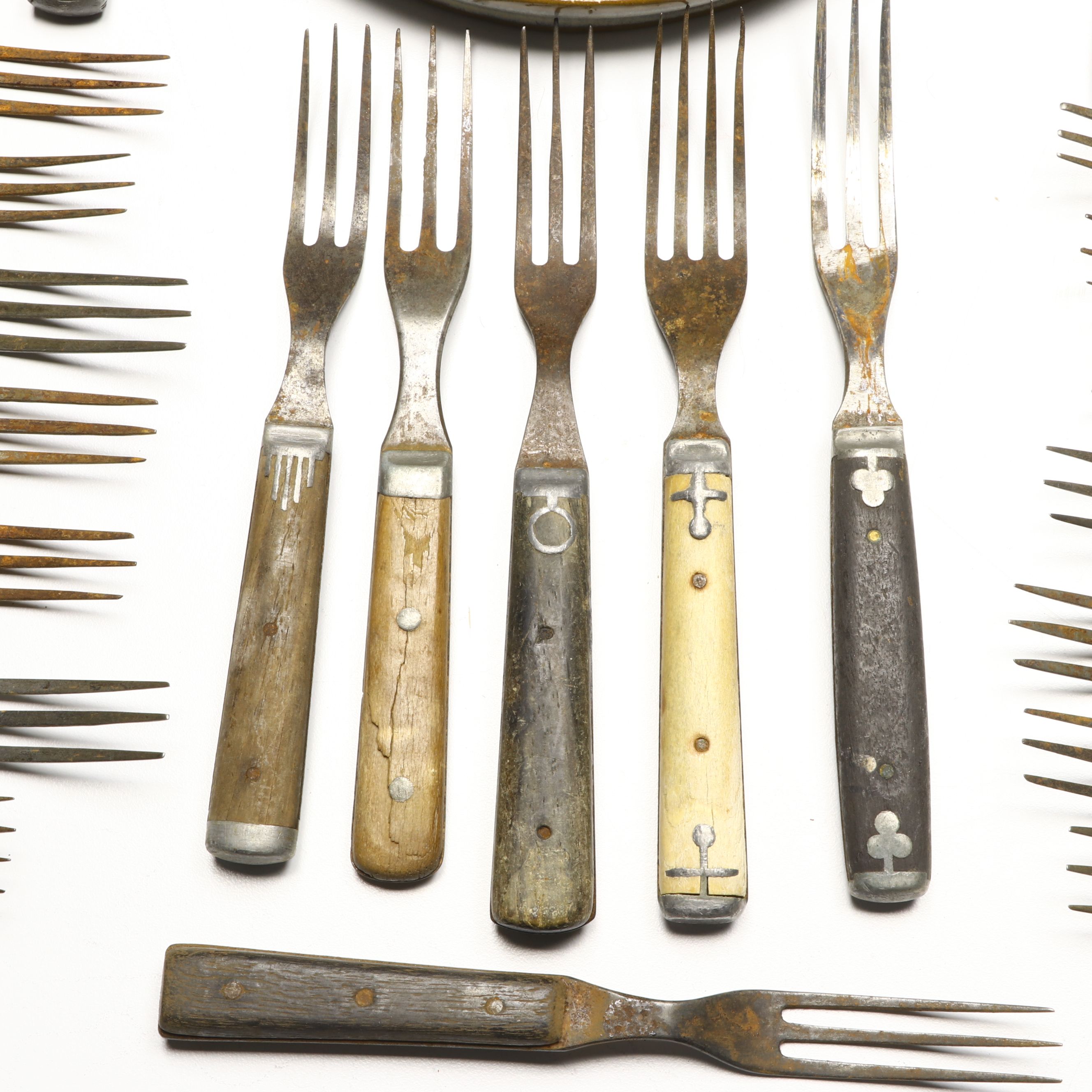 Victorian Wooden Handle Forks with Coffee Grinder and Other Decor