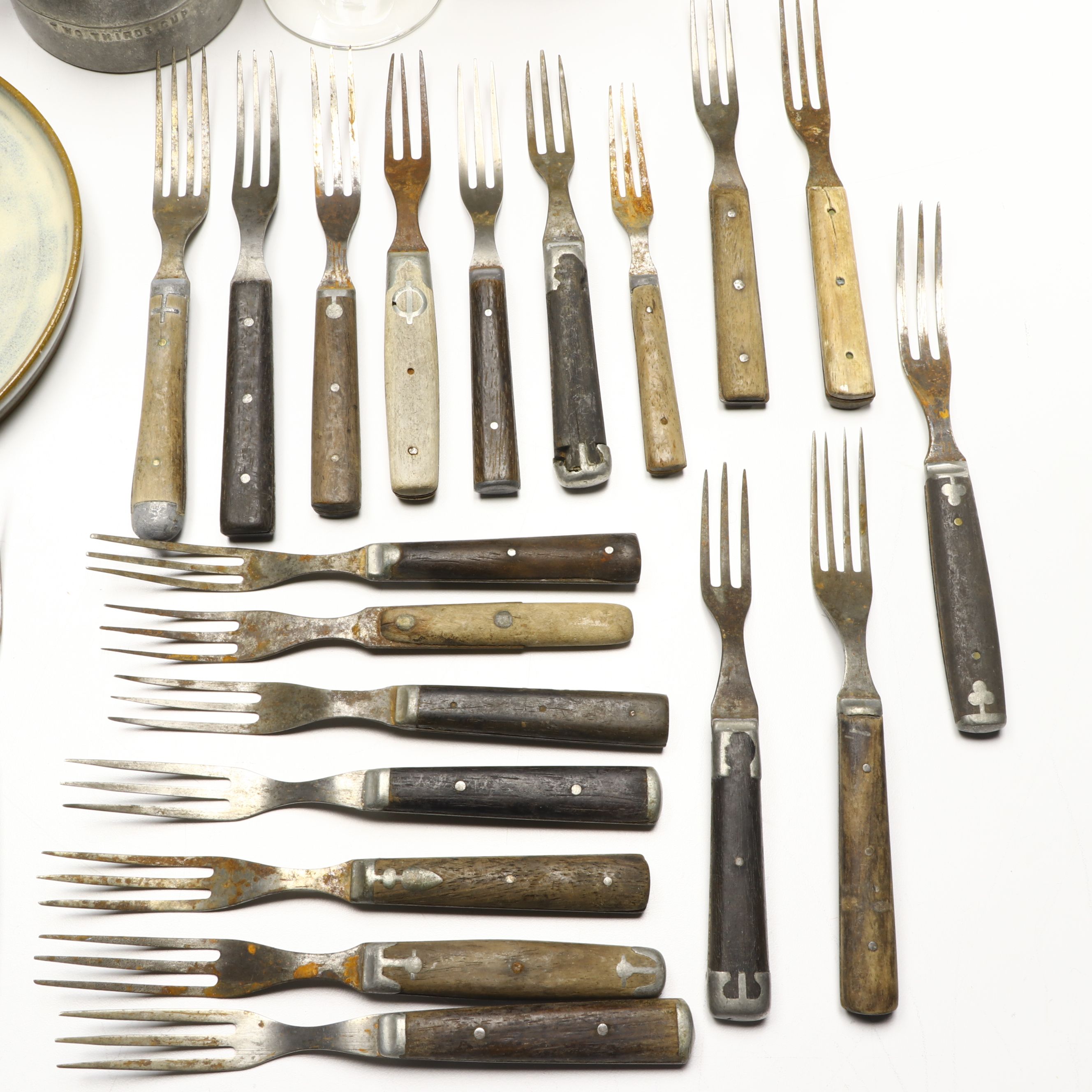 Victorian Wooden Handle Forks with Coffee Grinder and Other Decor