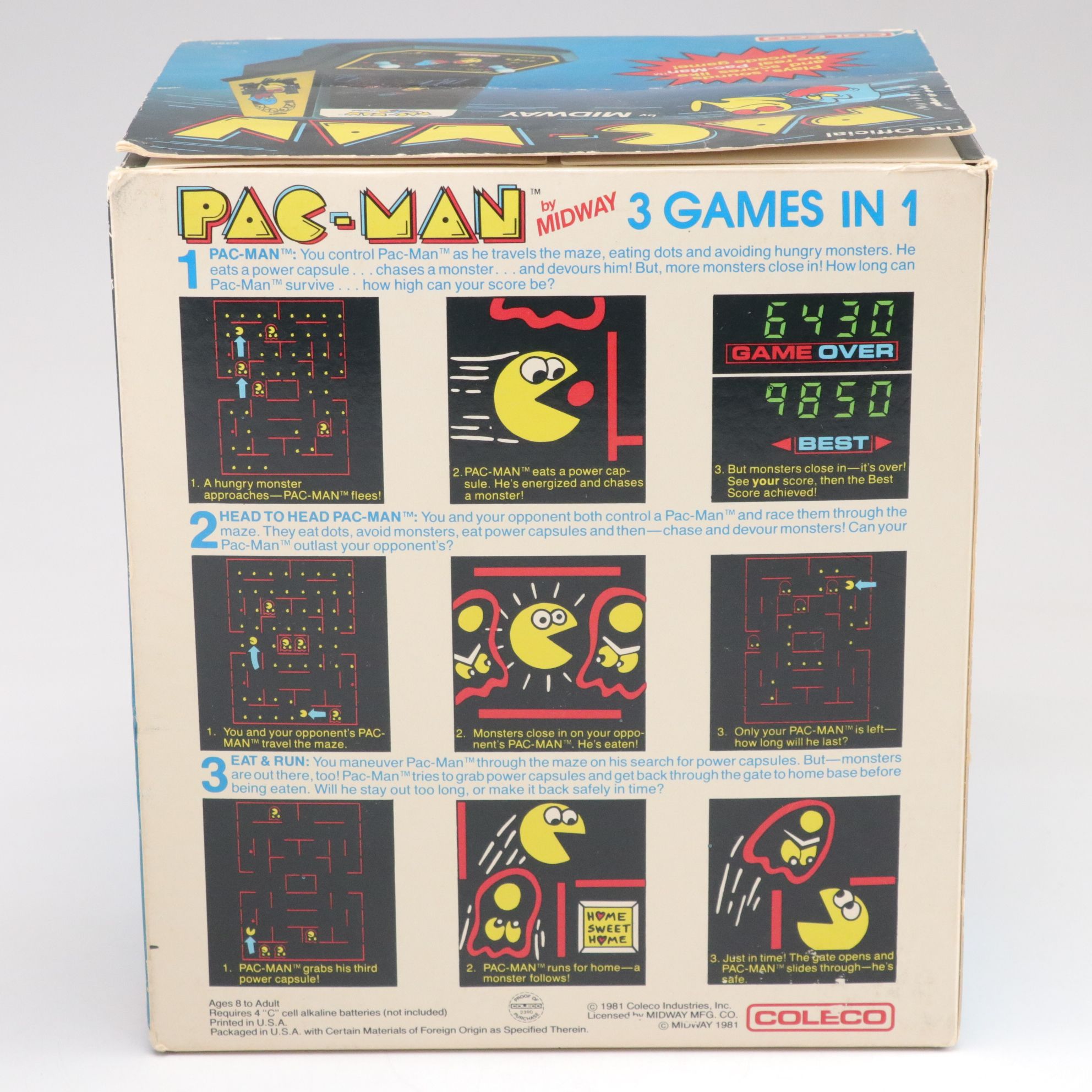 Excalibur "Frogger" and Coleco "Pac-Man" Tabletop Arcade Games, 1980s