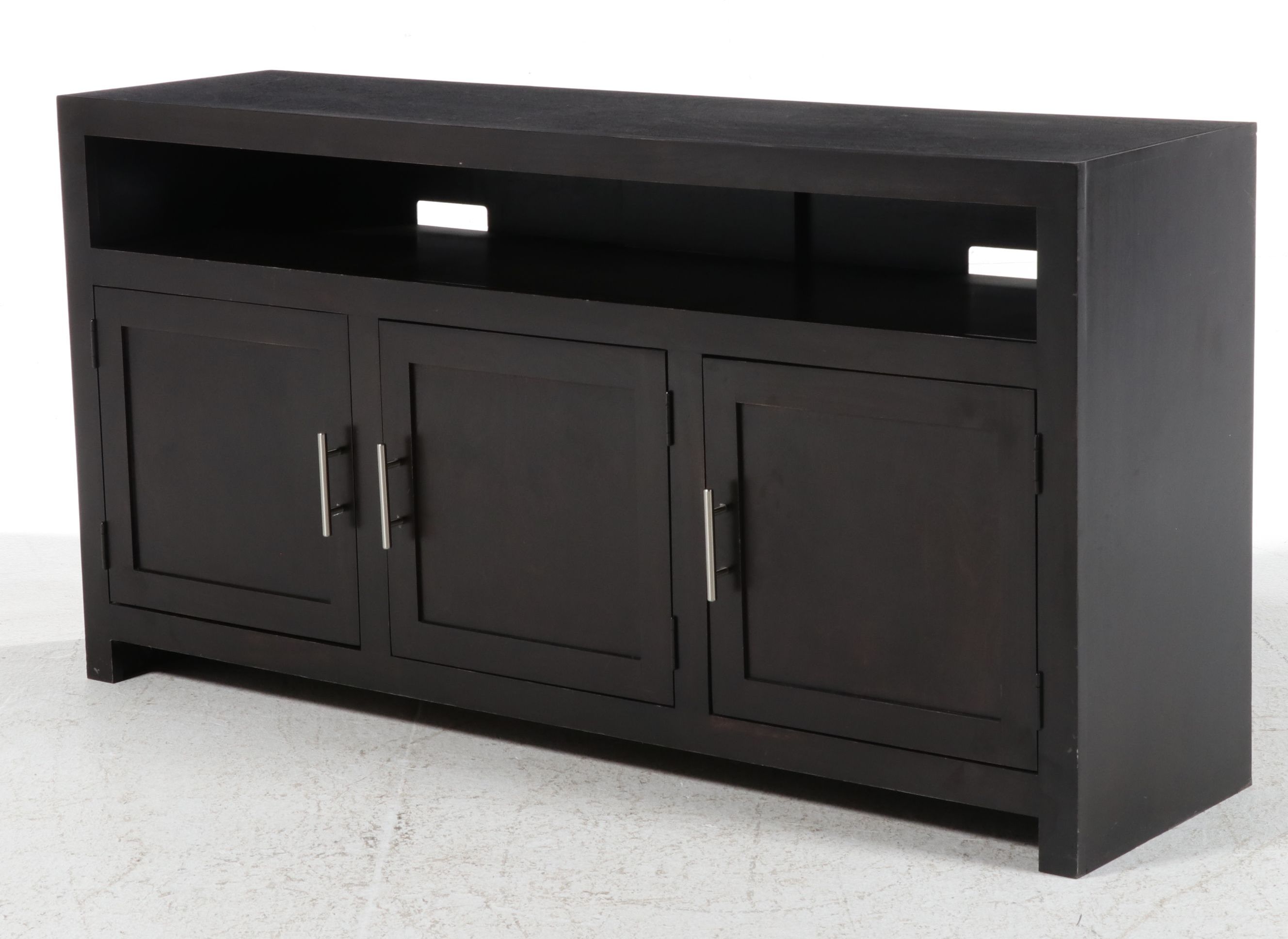 Contemporary Espresso Wood Media Console, 21st Century