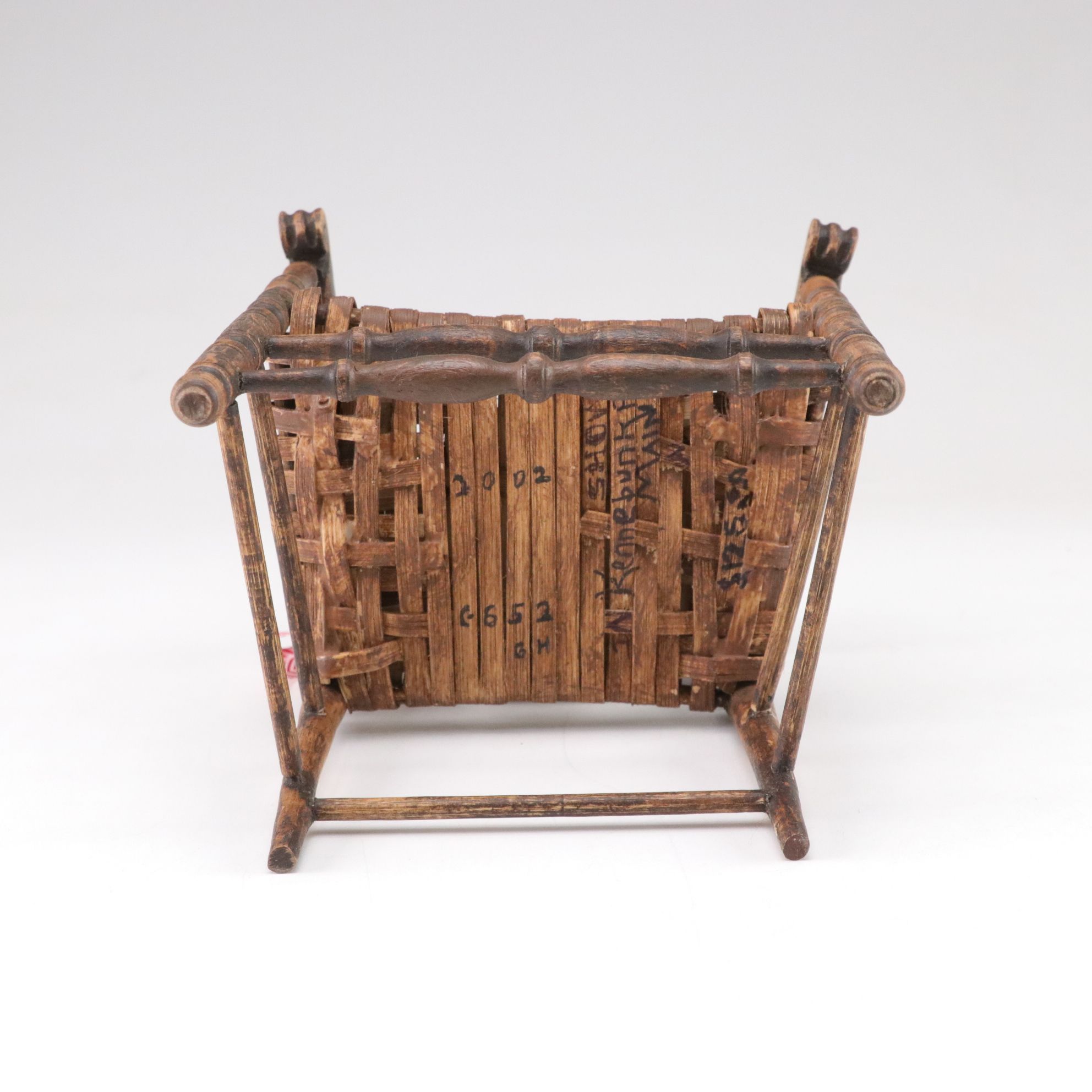 Handcrafted Wooden Miniature Doll House Chair and Throw Pillow