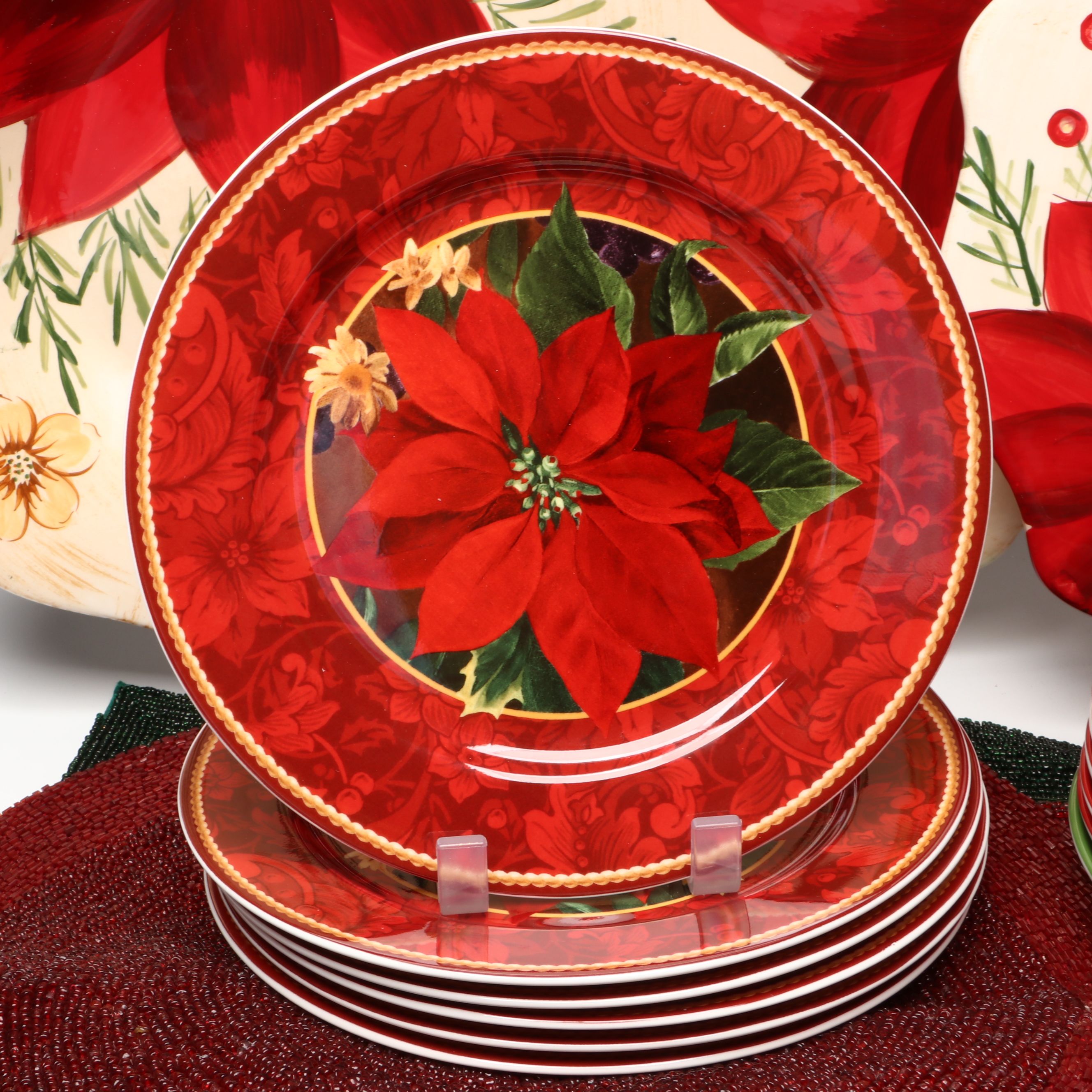 Sakura "Holiday Abundance" Ceramic Salad Plates with Other Festive Tableware