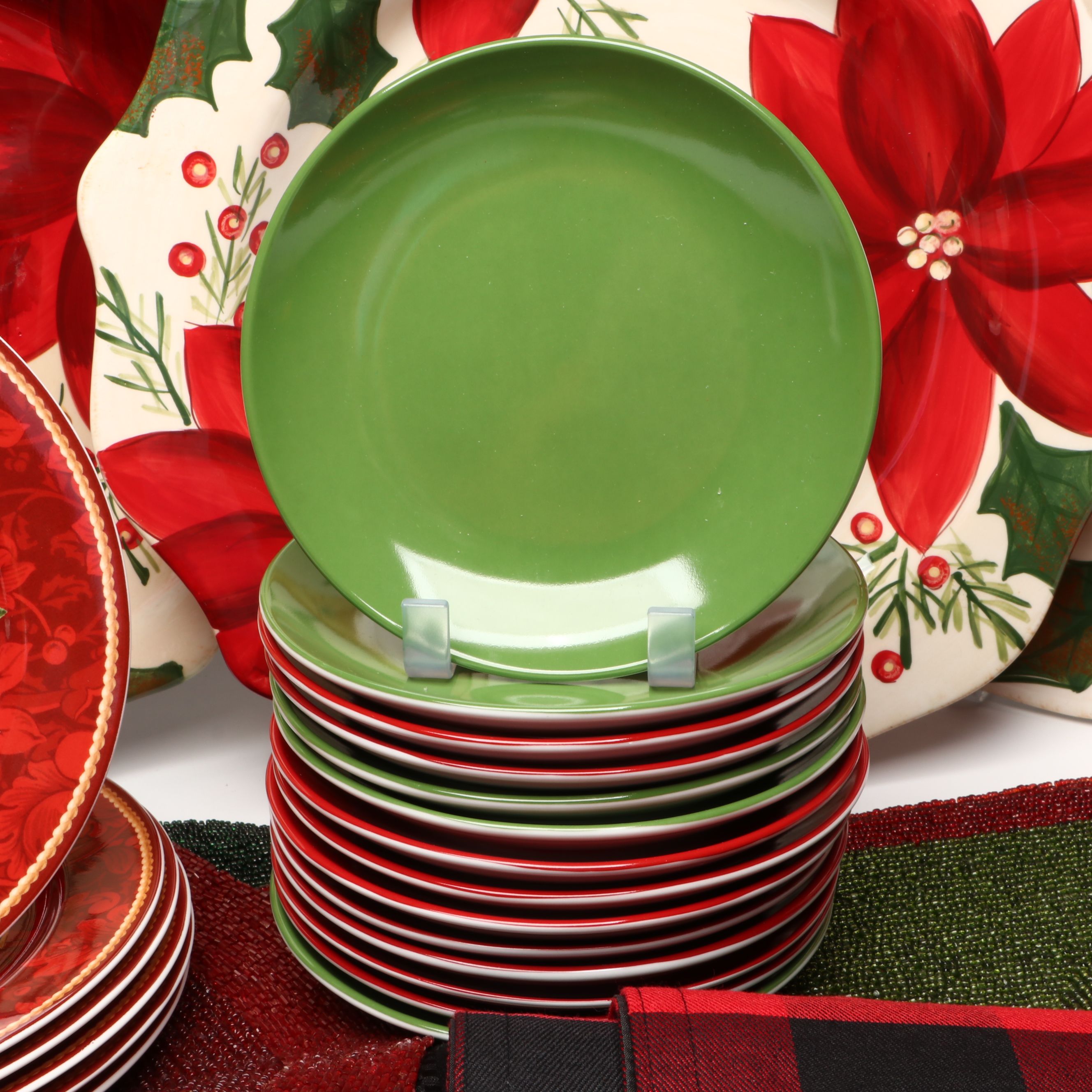 Sakura "Holiday Abundance" Ceramic Salad Plates with Other Festive Tableware