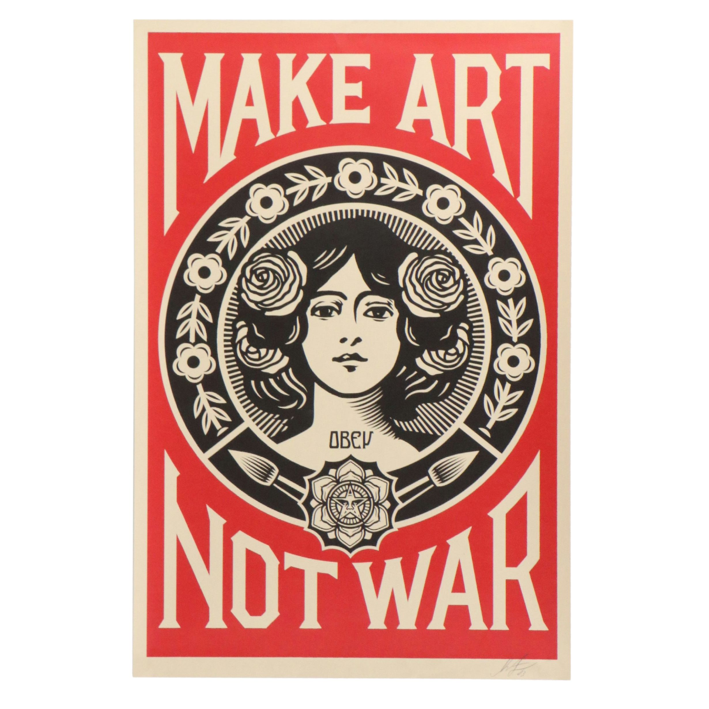 Shepard Fairey Letterpress "Make Art Not War," 2023