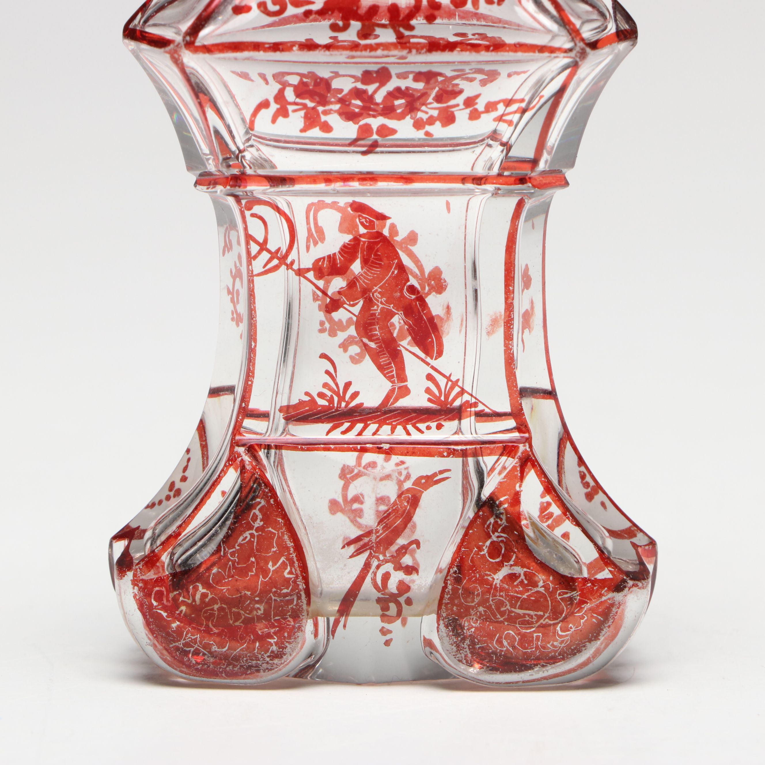 Dutch Chinoiserie Glass Perfume Bottle with 800 Silver Cap, 19th Century