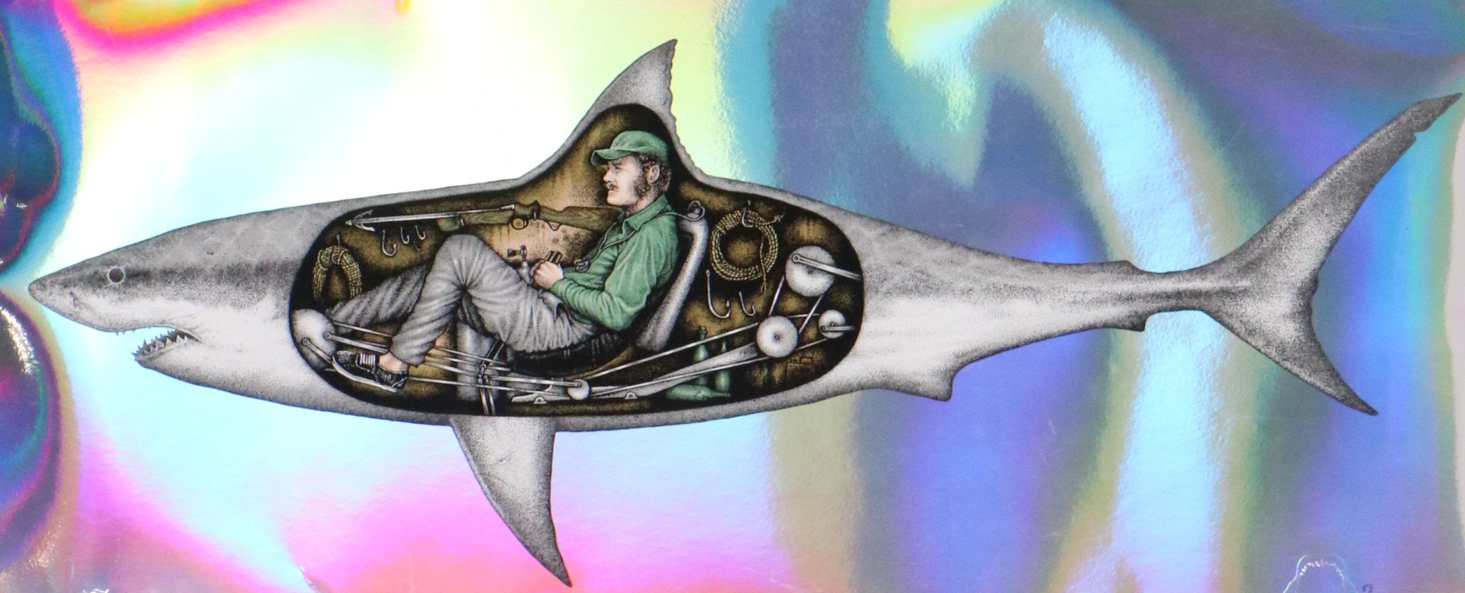 TH Serigraph of Man Inside Shark with Harpoon, 21st Century
