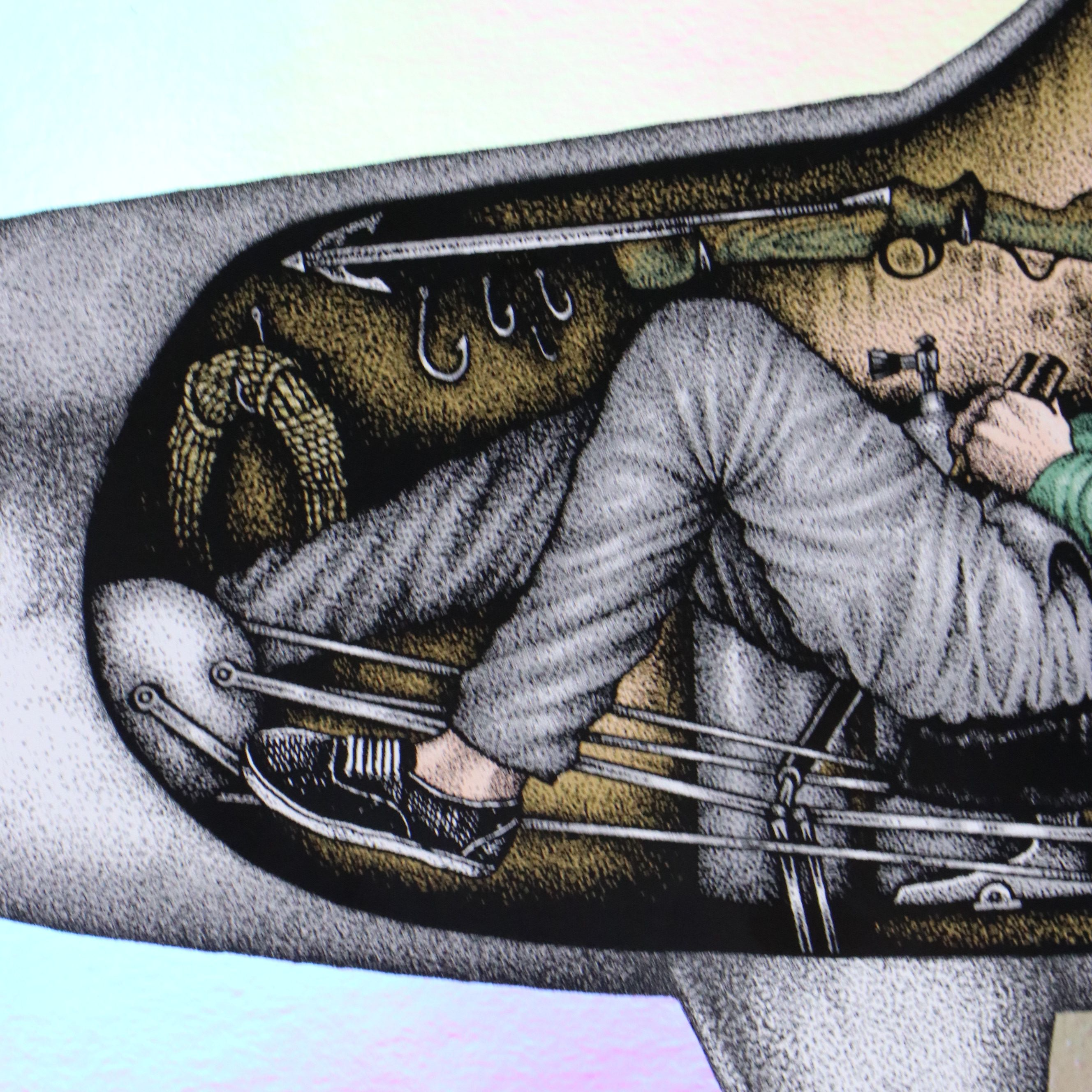 TH Serigraph of Man Inside Shark with Harpoon, 21st Century