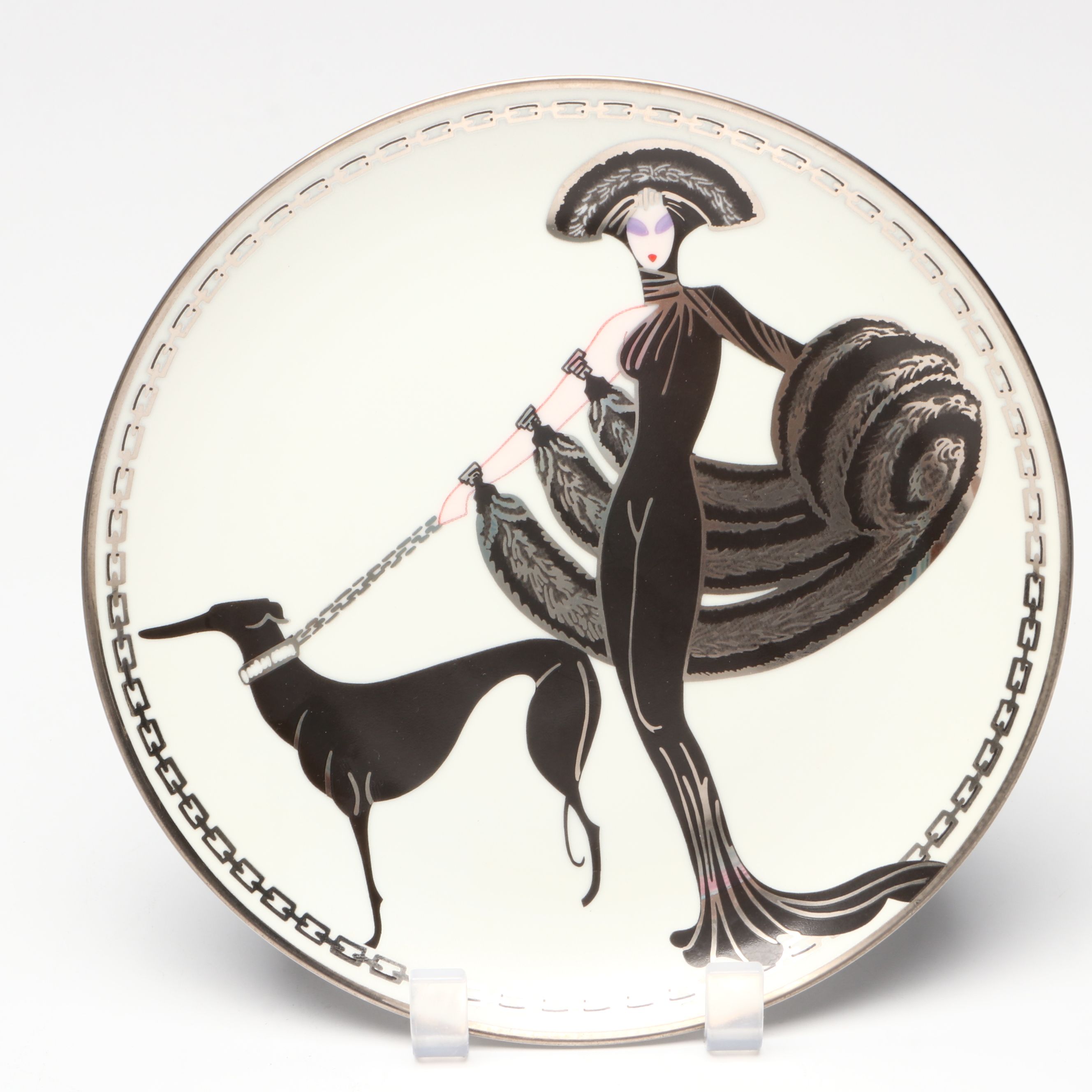 Indonesian Sterling Bull Driver and Erté "Symphony in Black" Collector Plate