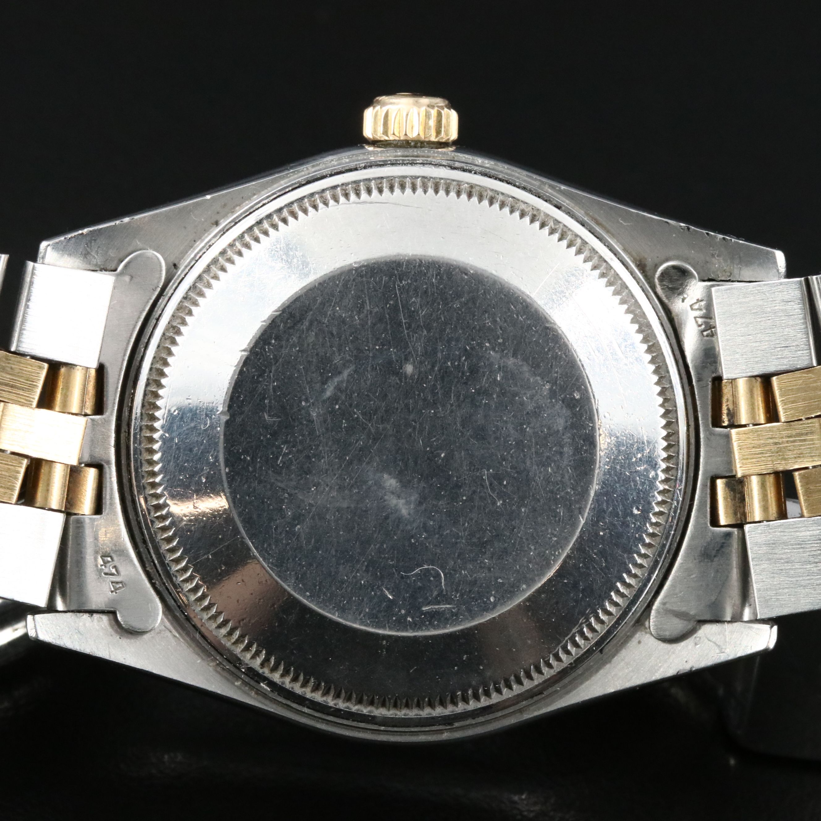 1981 Rolex Engine Turned Bezel 18K & Steel Jubilee Date Watch Model 15053