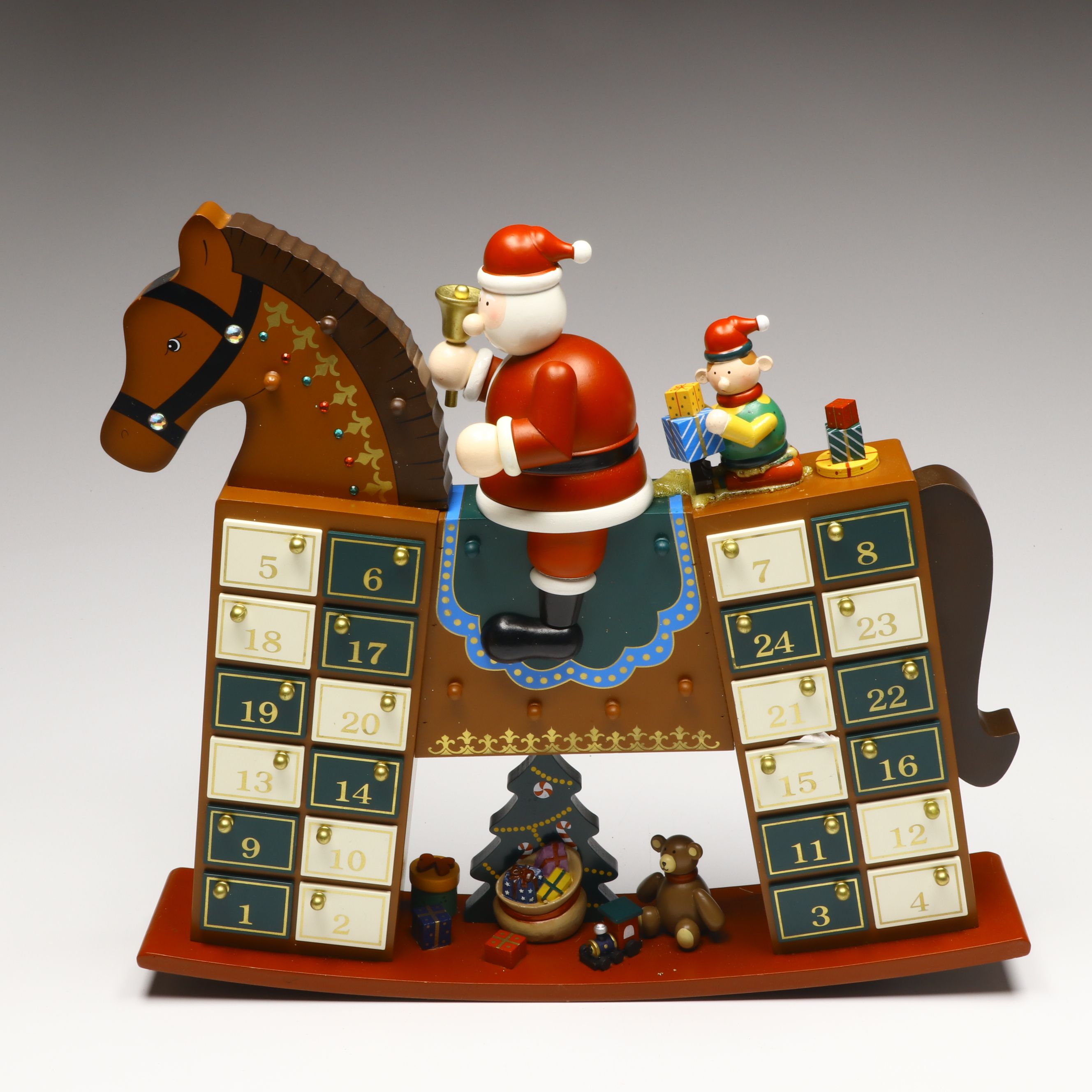 Wooden Rocking Horse and Other Drawered Advent Calendars