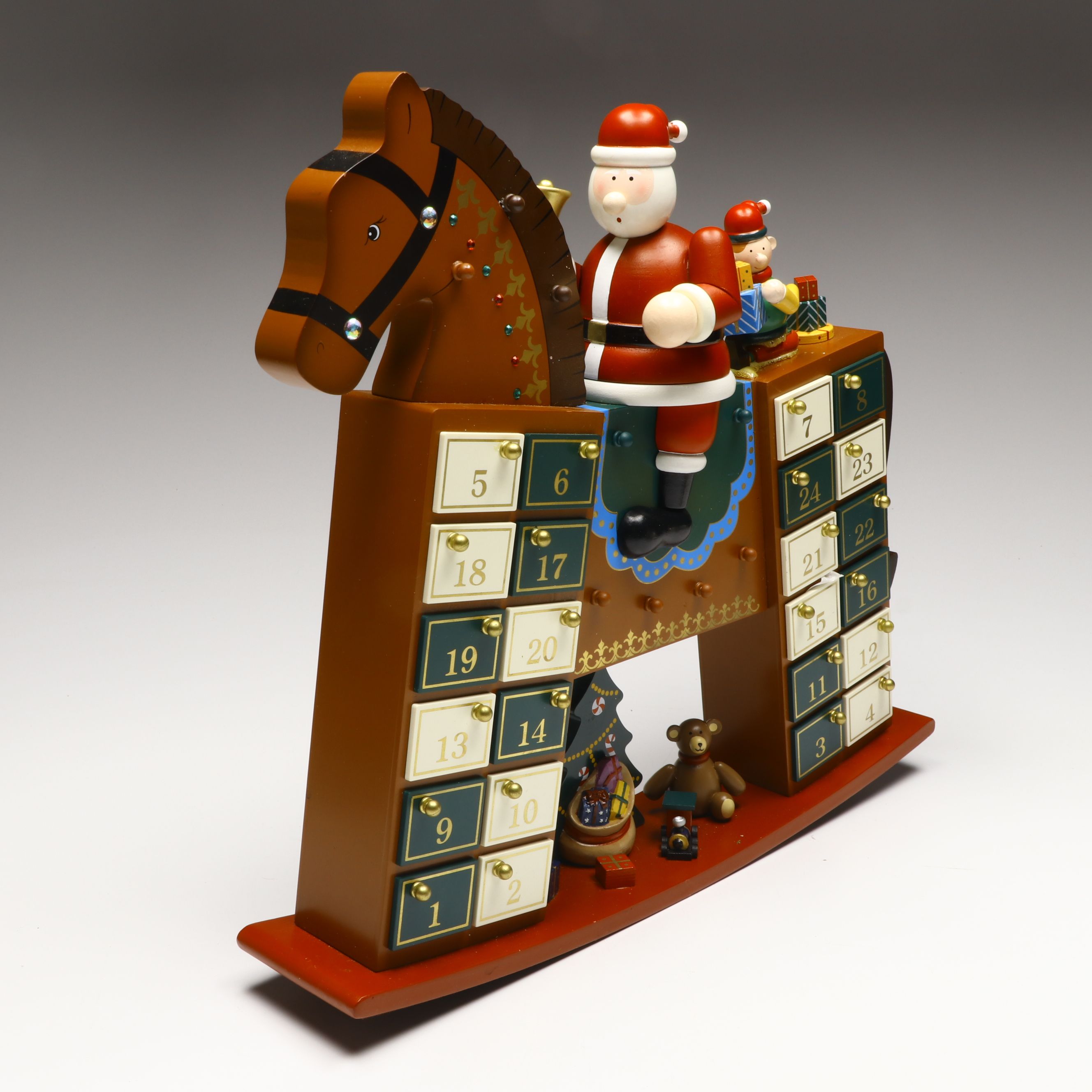 Wooden Rocking Horse and Other Drawered Advent Calendars
