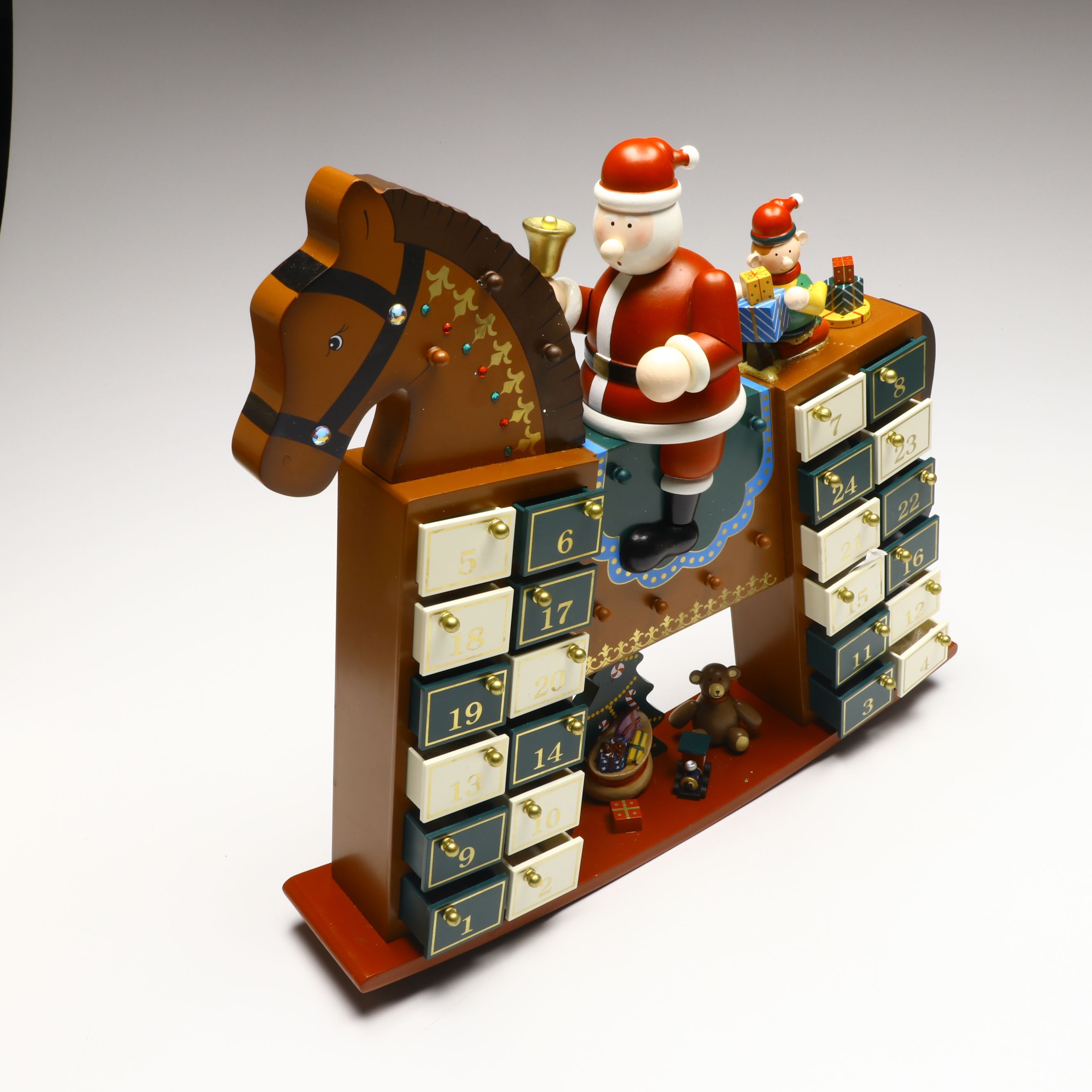 Wooden Rocking Horse and Other Drawered Advent Calendars