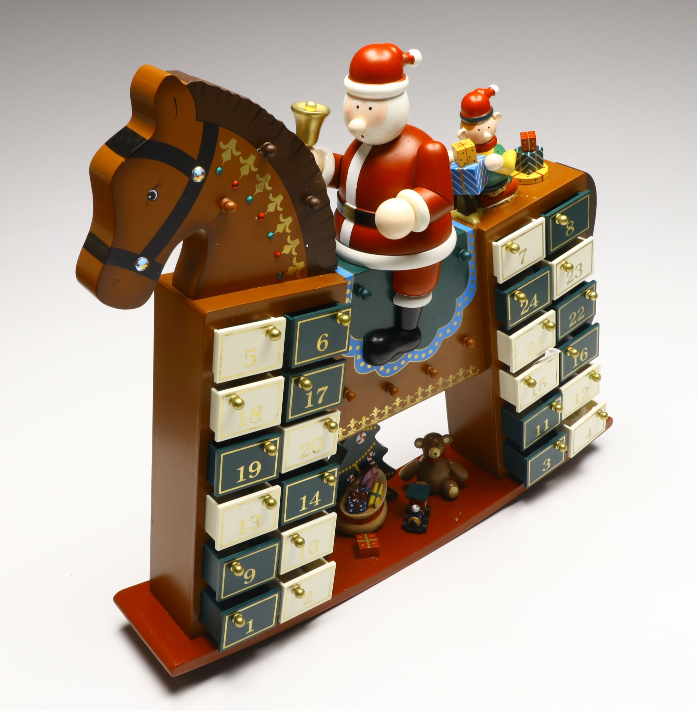 Wooden Rocking Horse and Other Drawered Advent Calendars