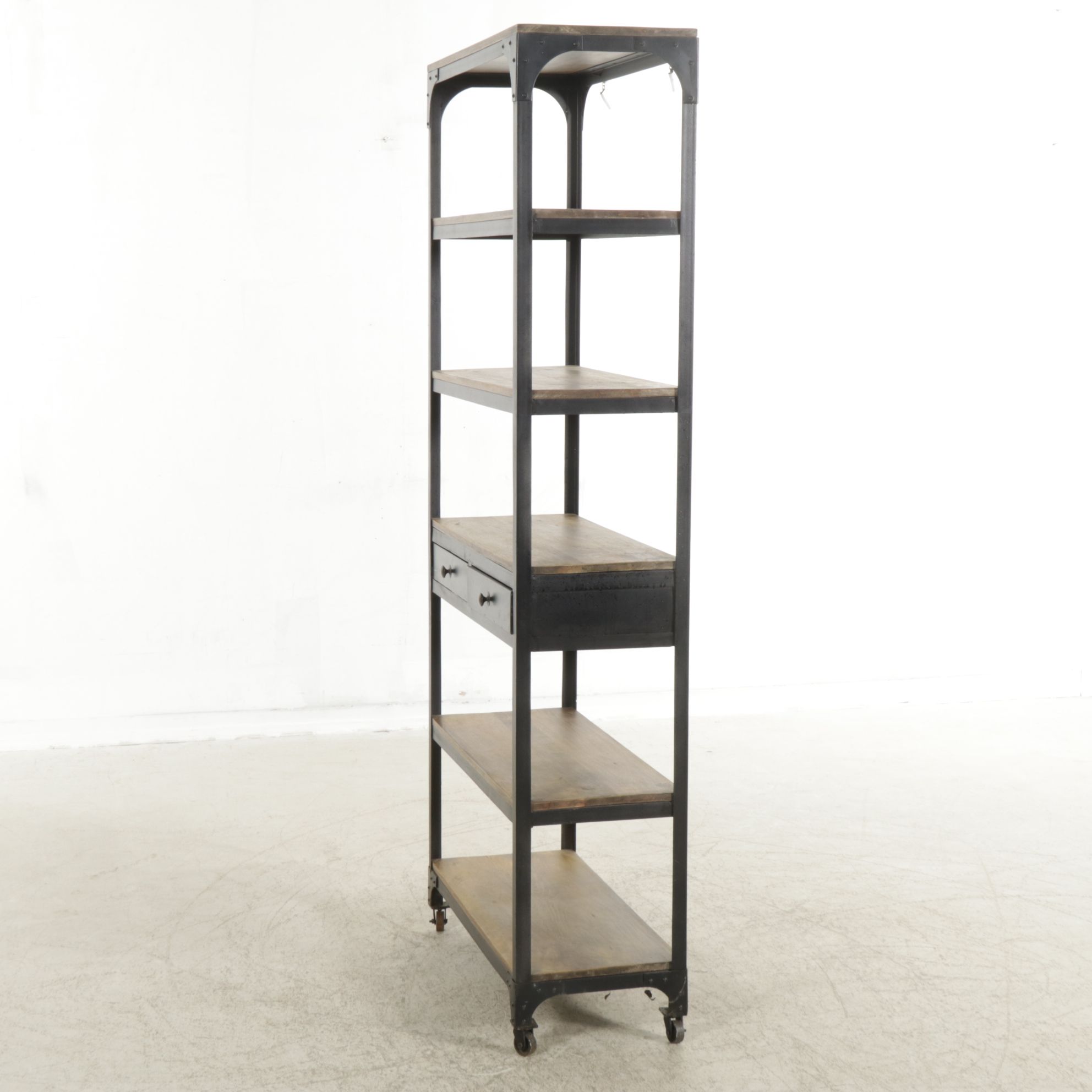 Industrial Style Metal and Wood Storage Bookshelf