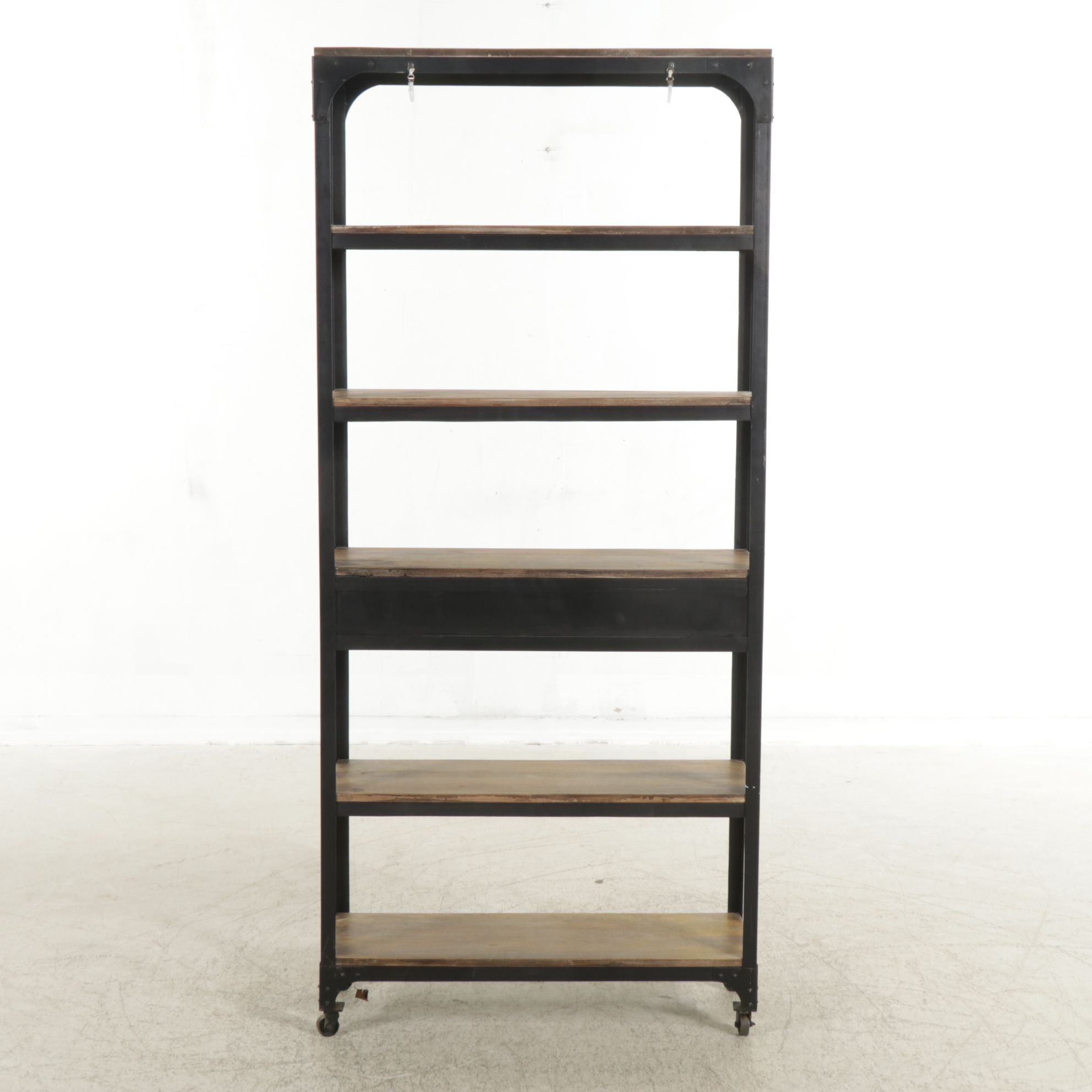 Industrial Style Metal and Wood Storage Bookshelf
