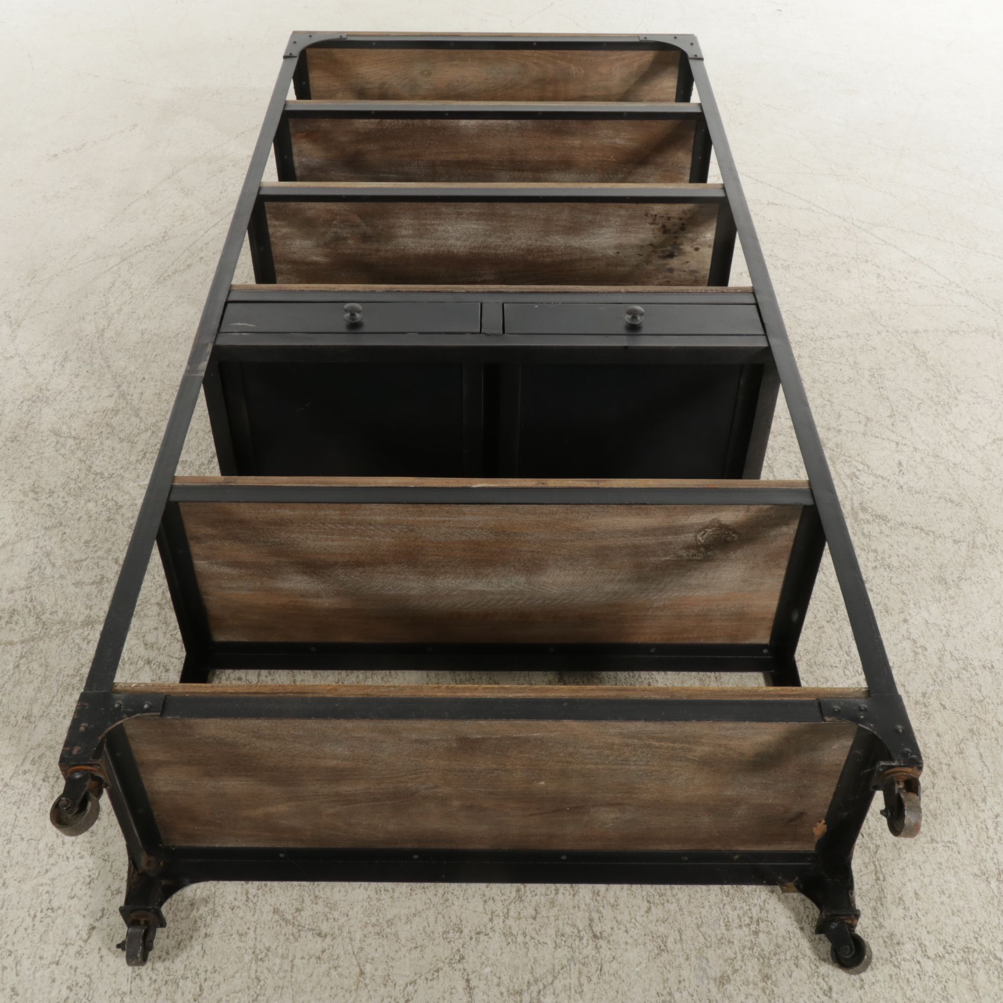 Industrial Style Metal and Wood Storage Bookshelf