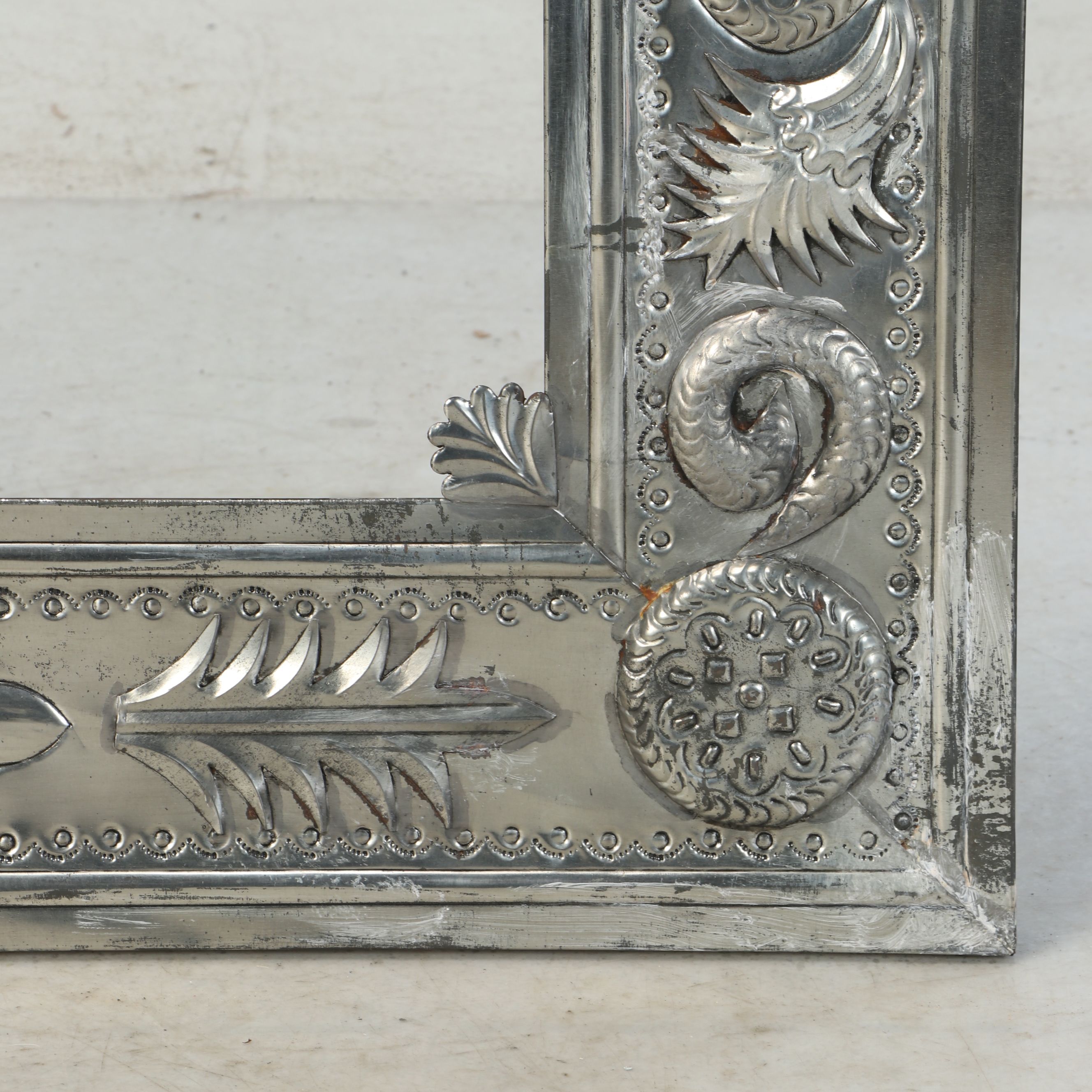 Mexican Embossed Silver Finish Metal Frame