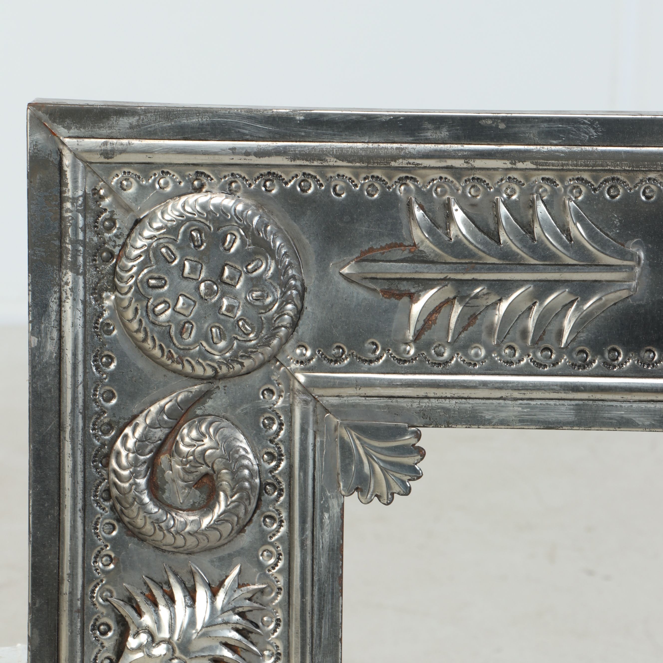 Mexican Embossed Silver Finish Metal Frame