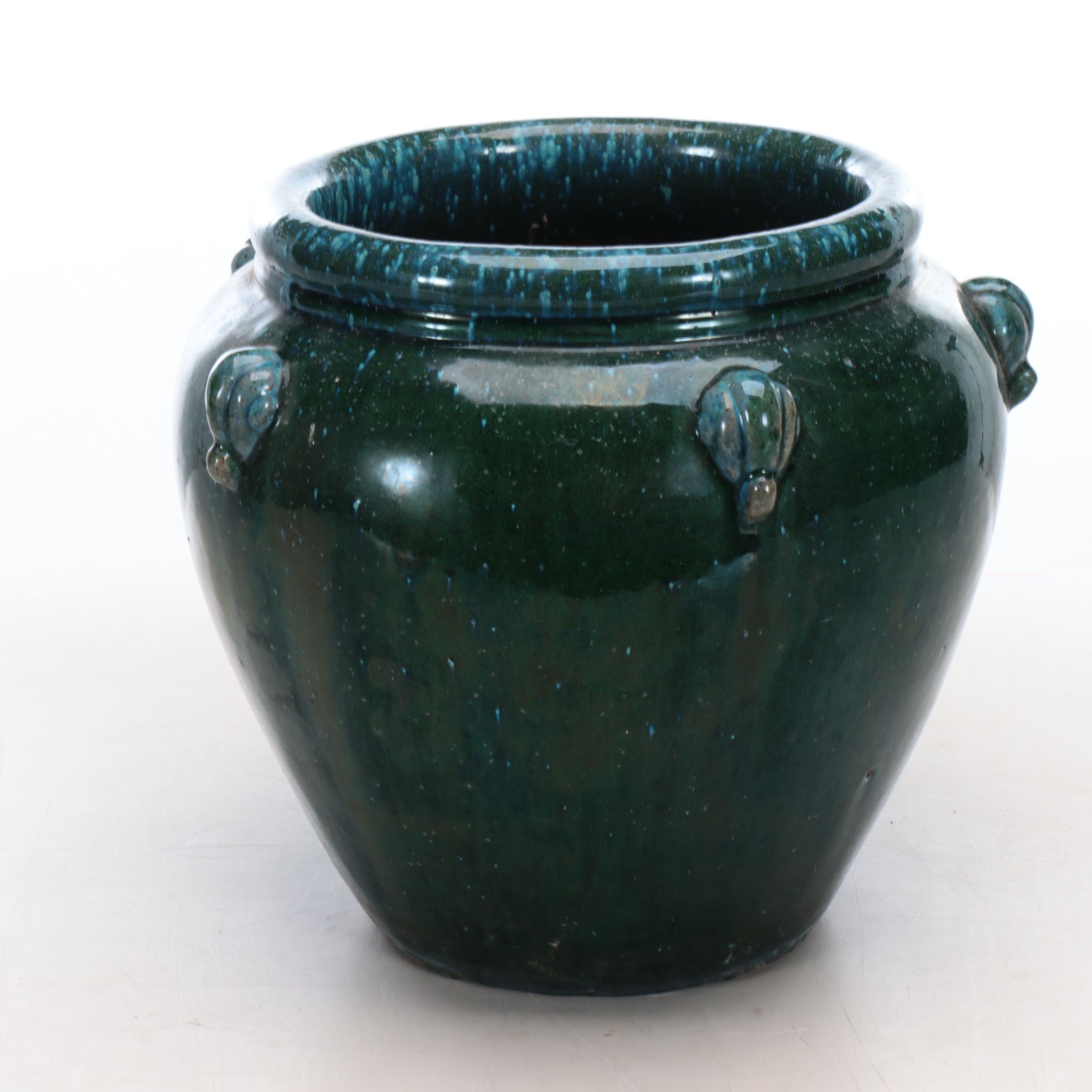Green Speckle Ceramic Outdoor Planter