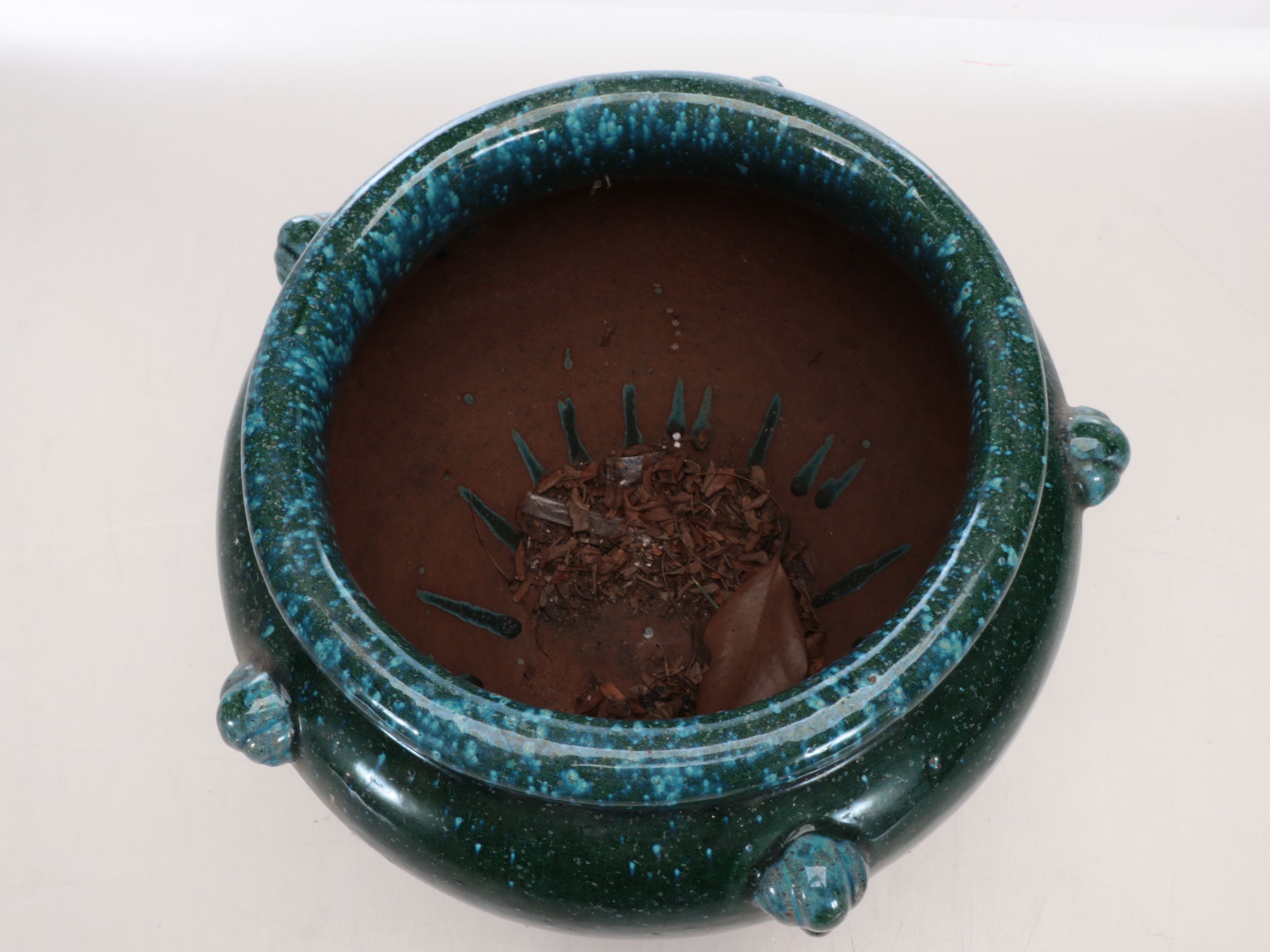 Green Speckle Ceramic Outdoor Planter