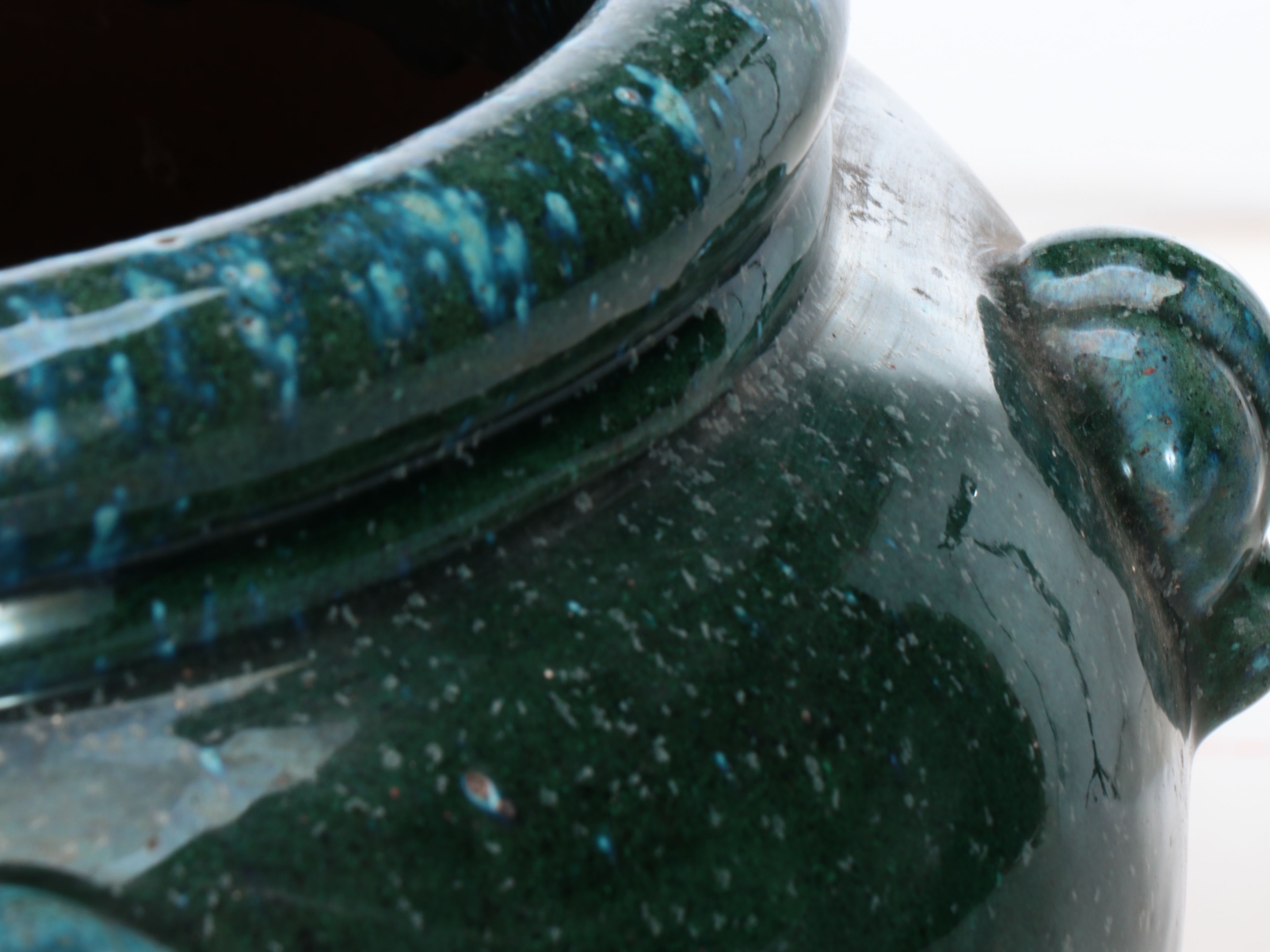 Green Speckle Ceramic Outdoor Planter