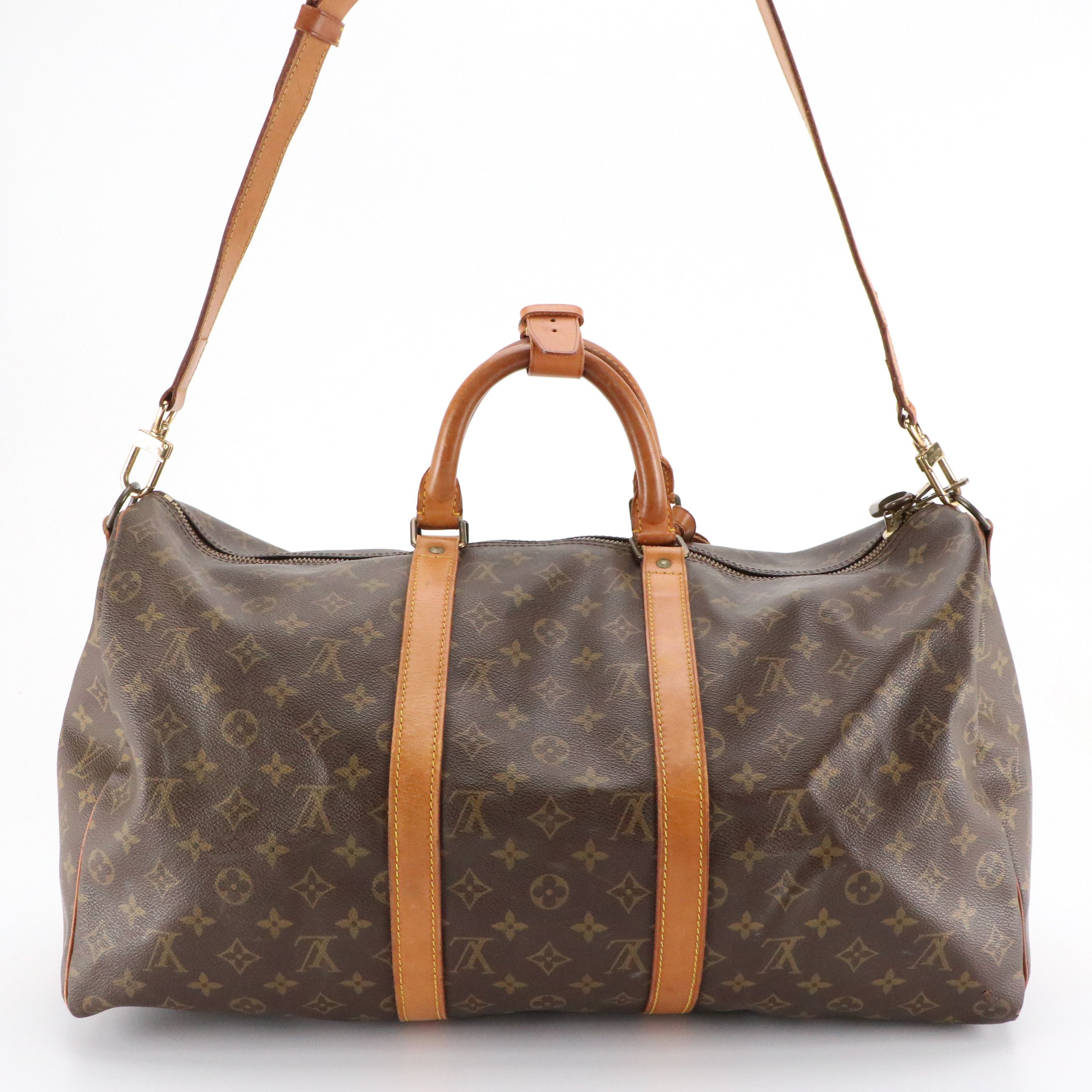 Louis Vuitton Keepall 50 Bandoulière Bag in Monogram Canvas and Vachetta Leather
