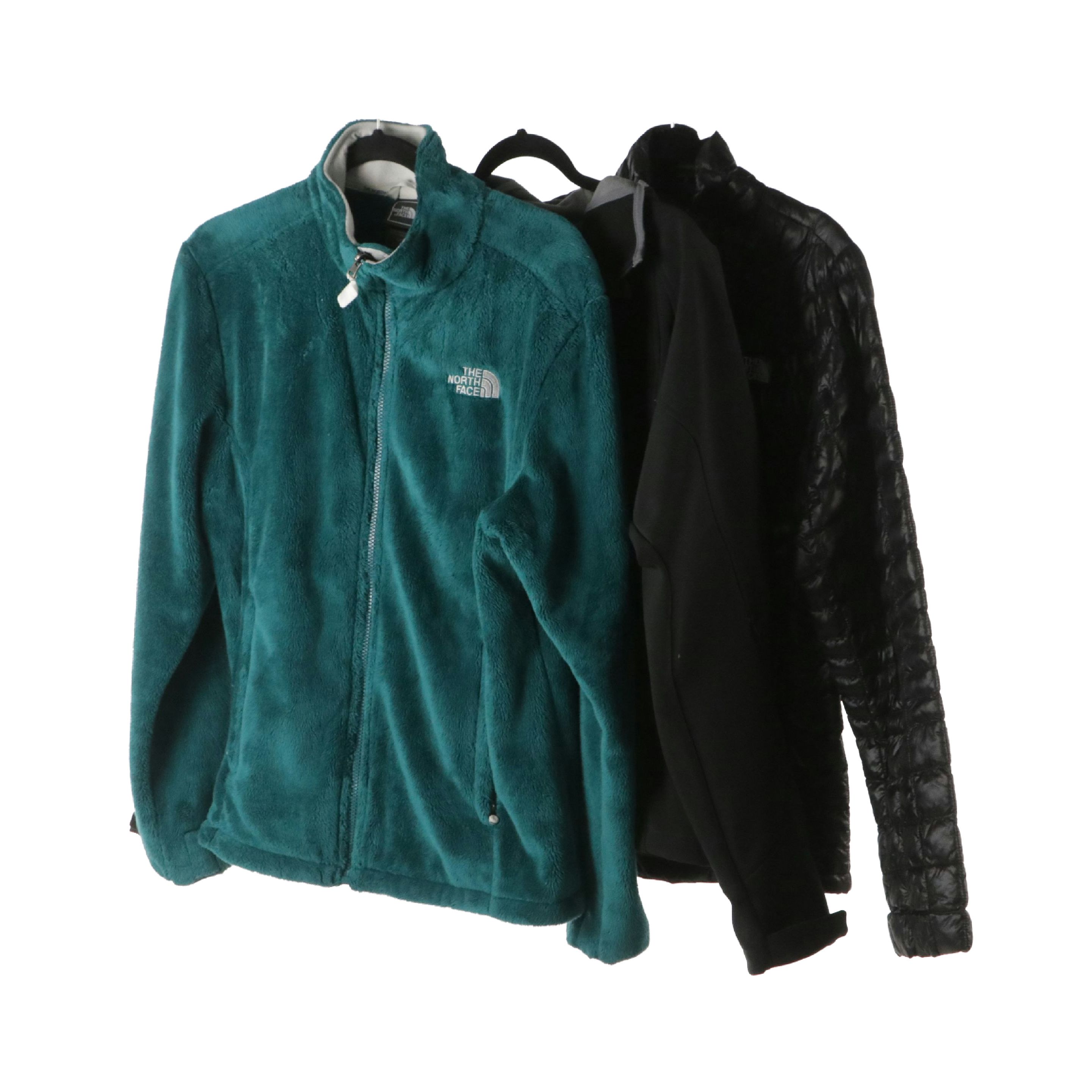 The North Face Turquoise Fleece, Black Stretch and Quilted Nylon Zip Jackets