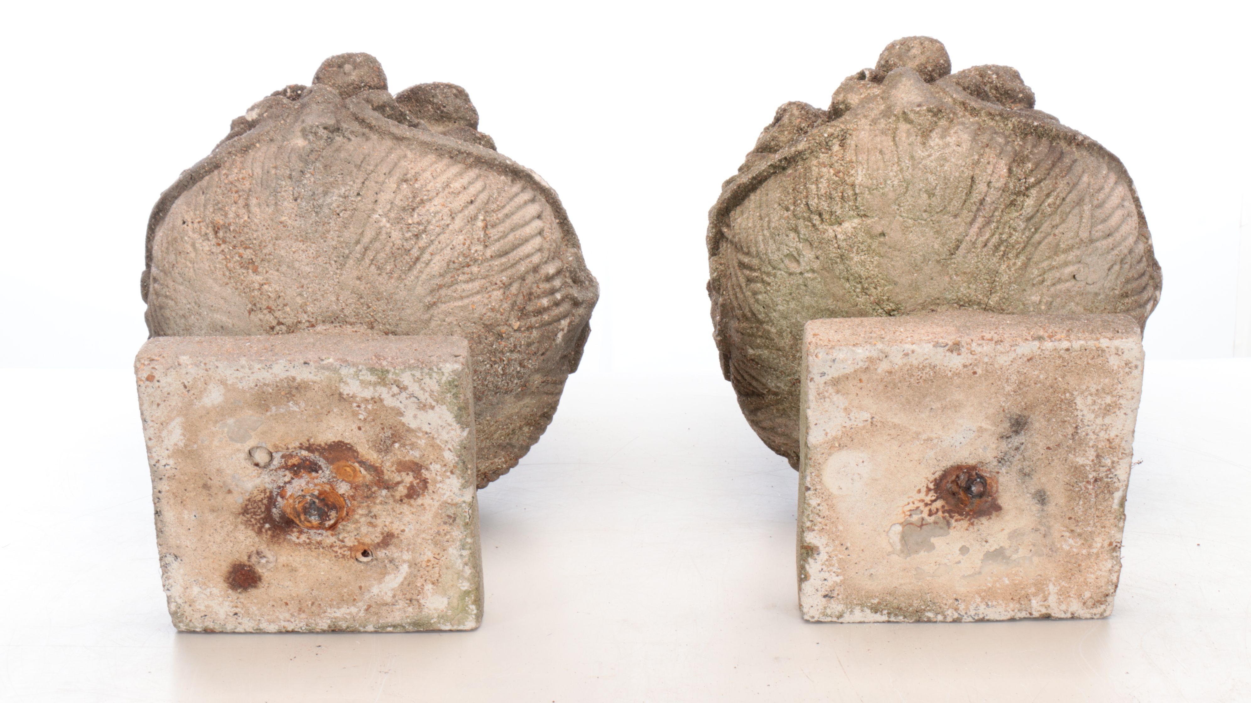 Pair of French Style Concrete Fruit Basket Garden Finials