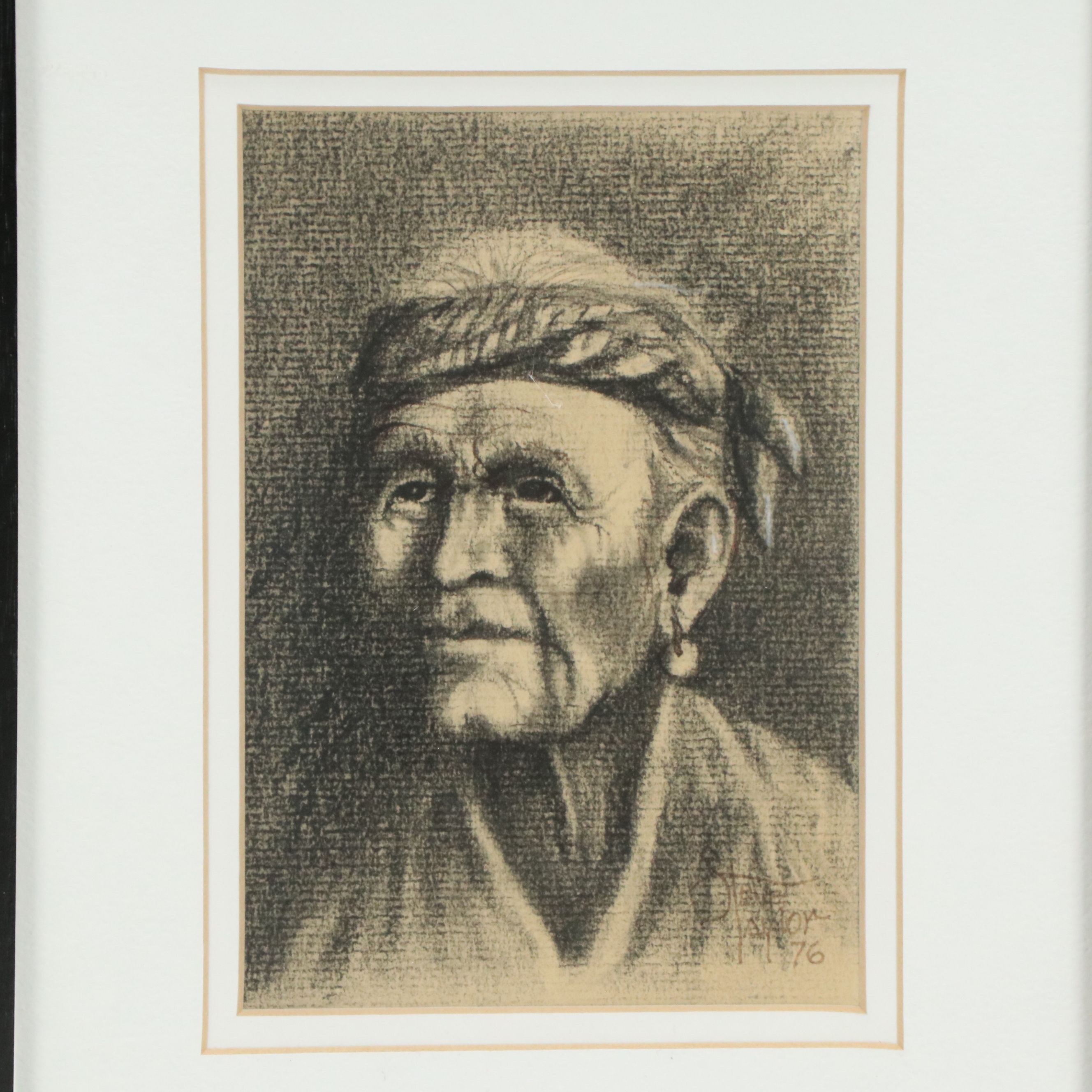 Graphite Portraits of Older Men, Late 20th Century