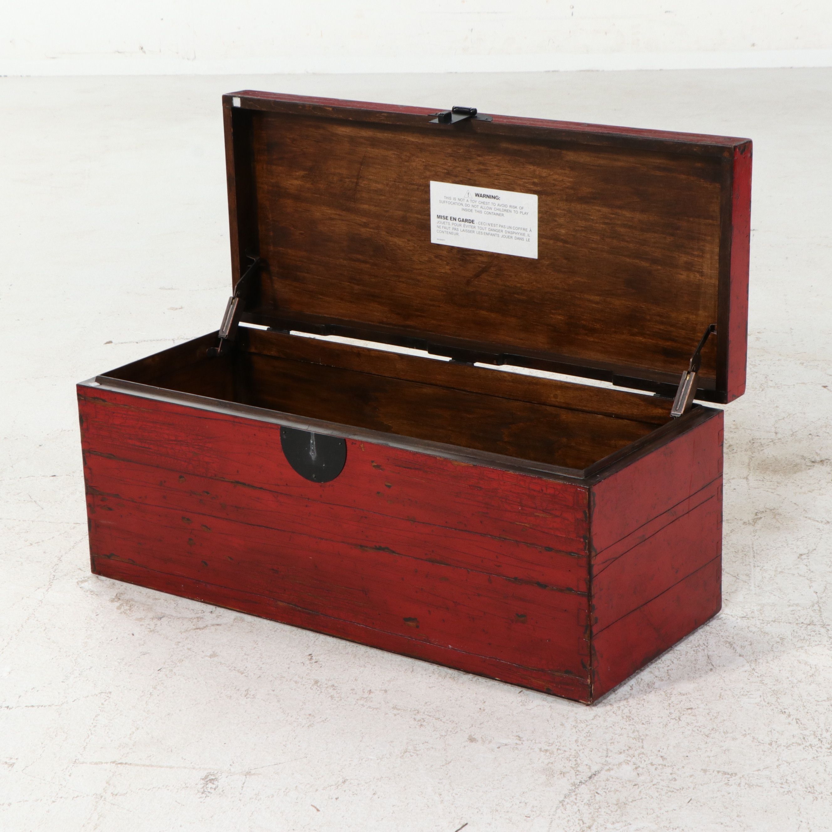 Pair of Chinoiserie Red Lacquer Style Storage Trunks