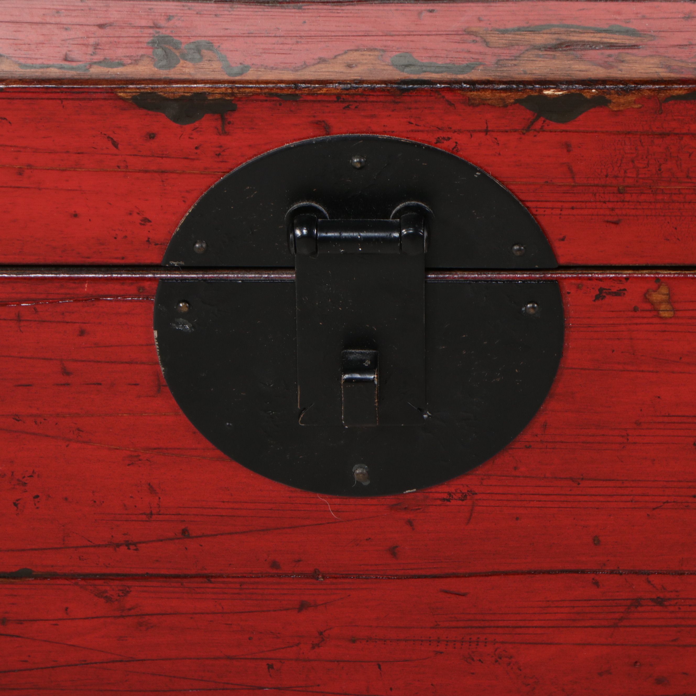 Pair of Chinoiserie Red Lacquer Style Storage Trunks