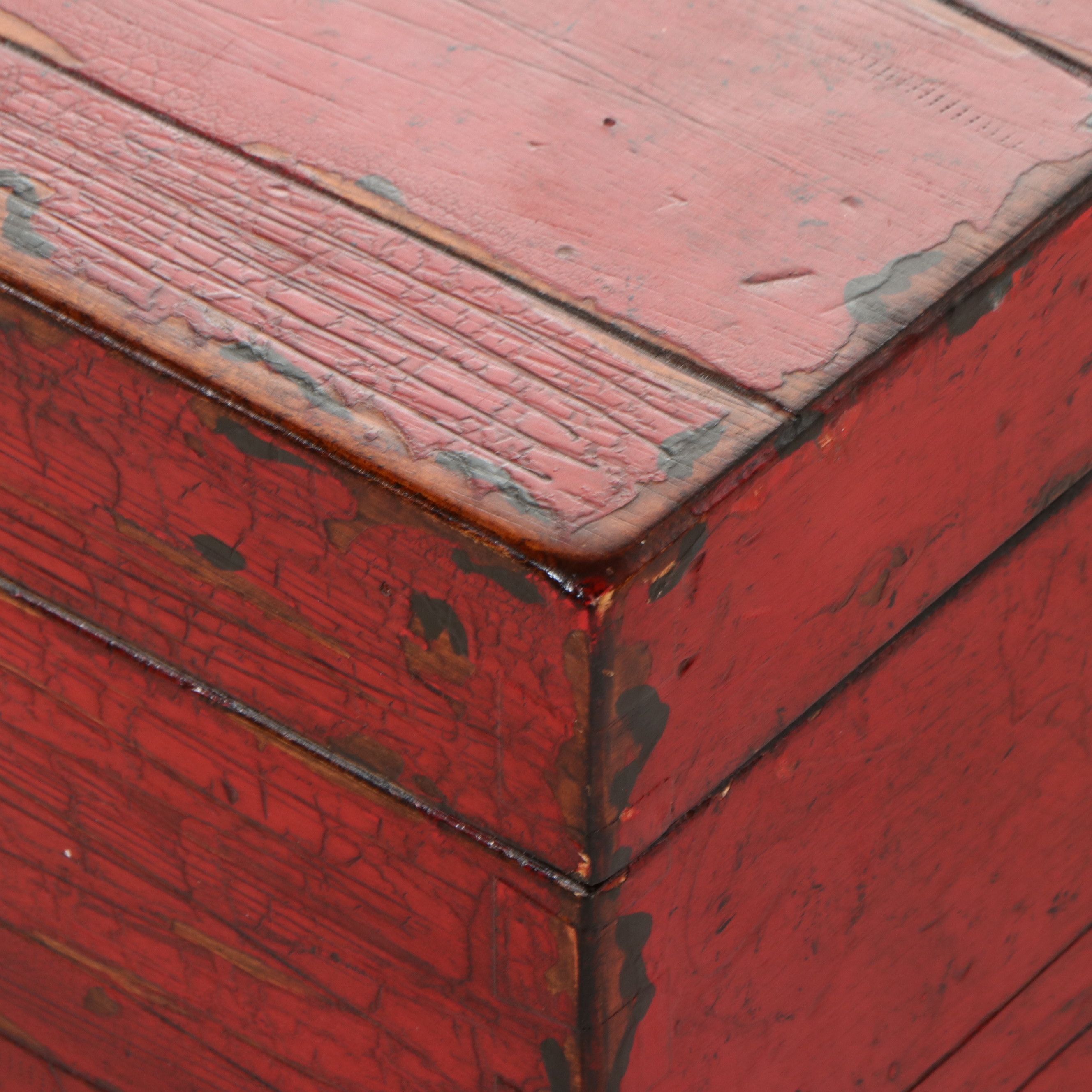 Pair of Chinoiserie Red Lacquer Style Storage Trunks