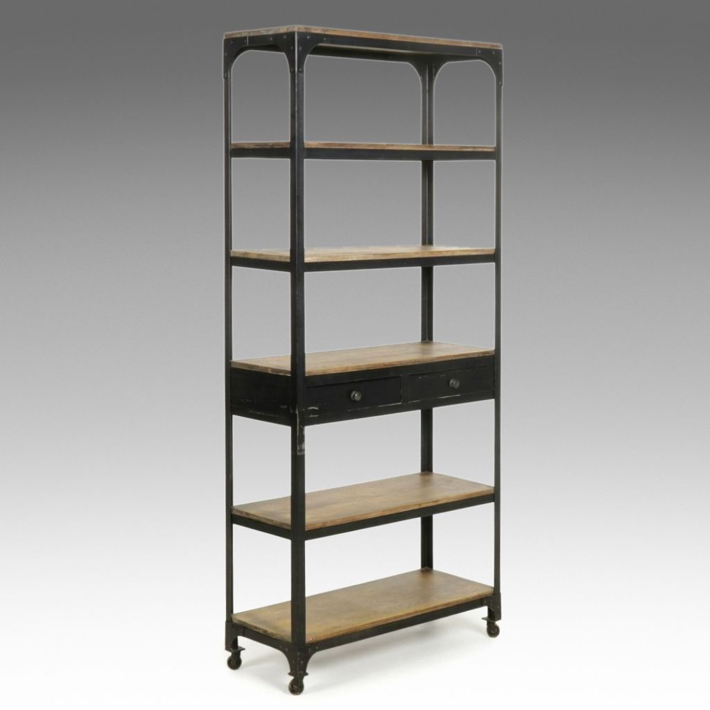 Industrial Style Metal and Wood Storage Bookshelf