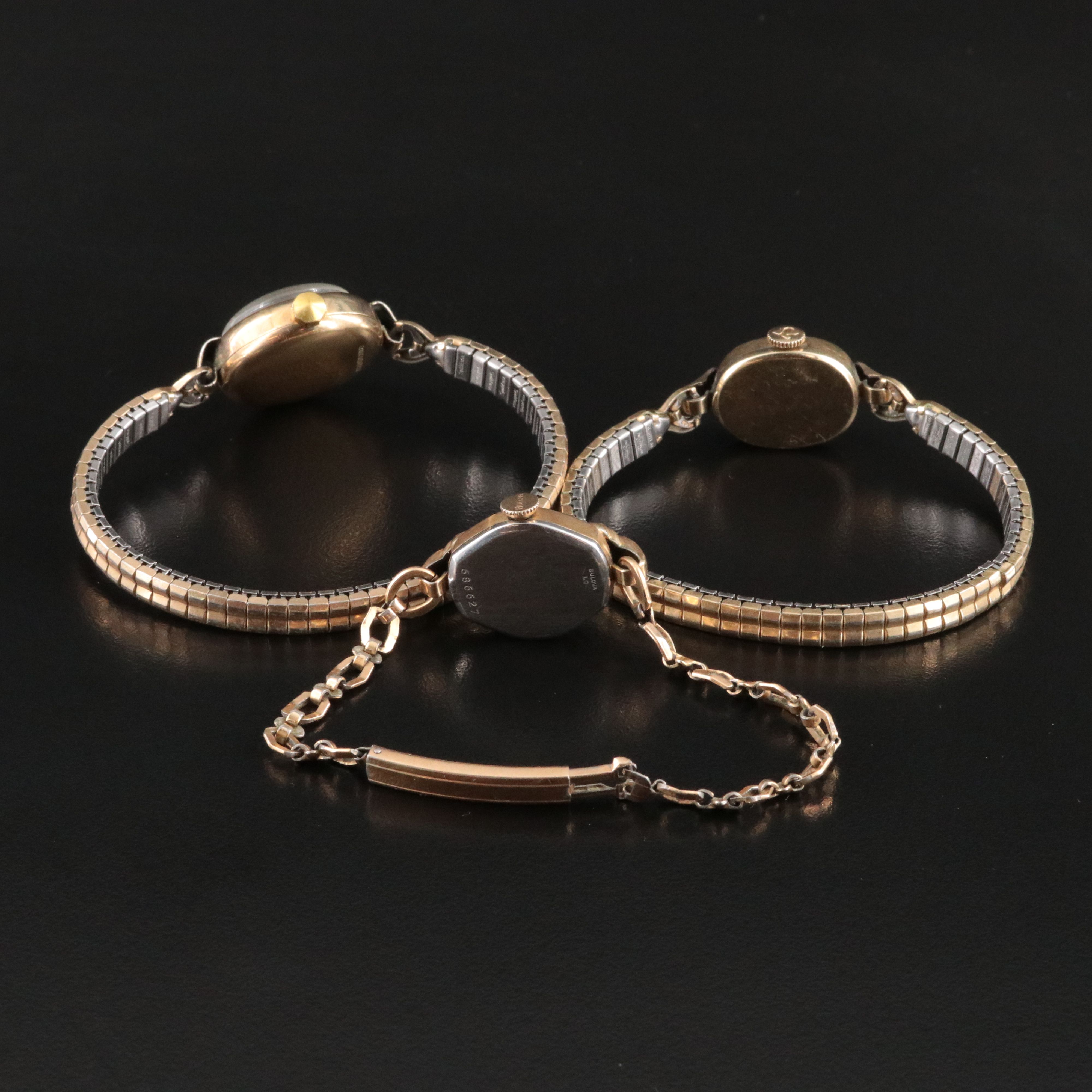 Vintage Omega, Bulova and Luzerne Stem Wind Cocktail Watches