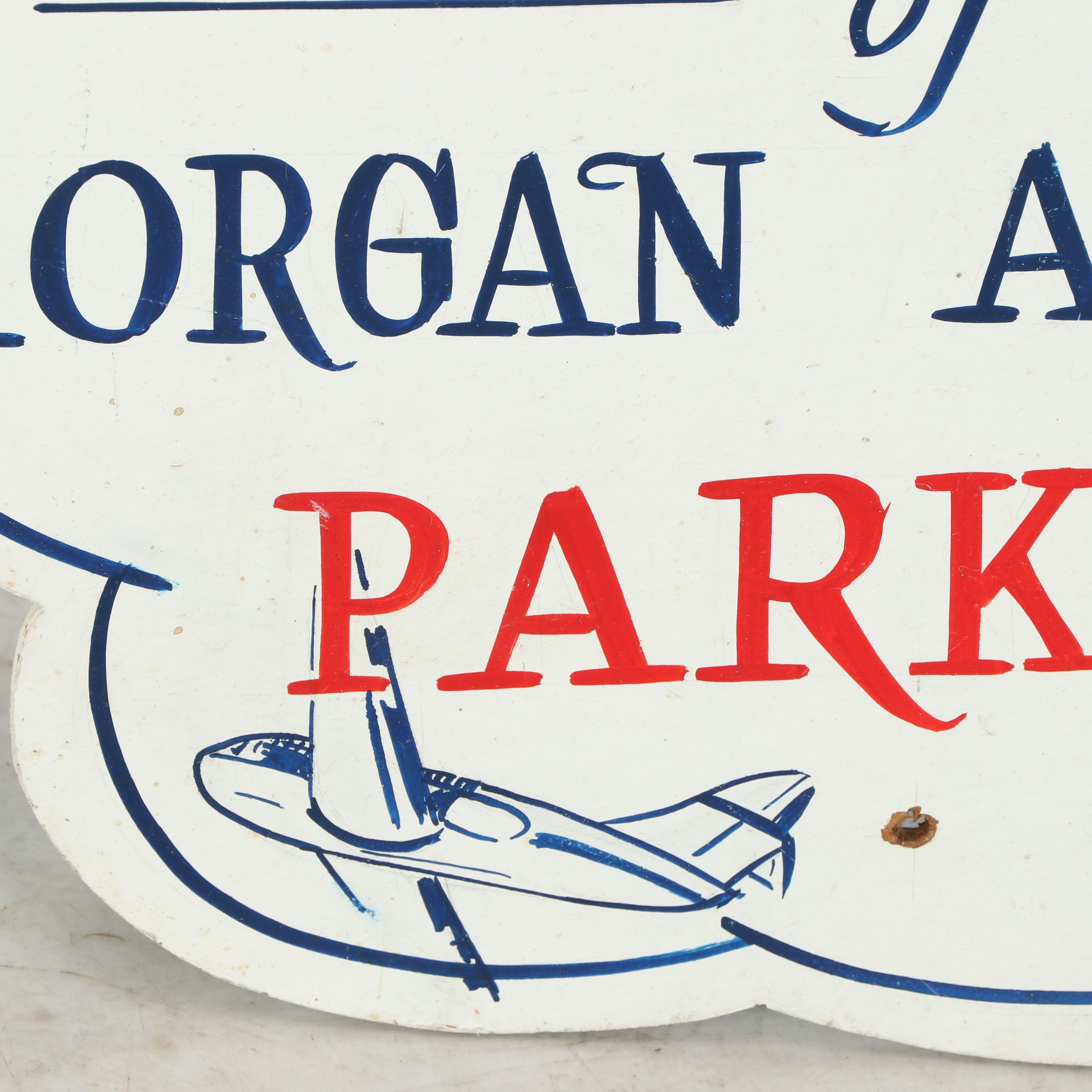 Hand-Painted Morgan Aviation Wooden Signs, Mid to Late 20th C.