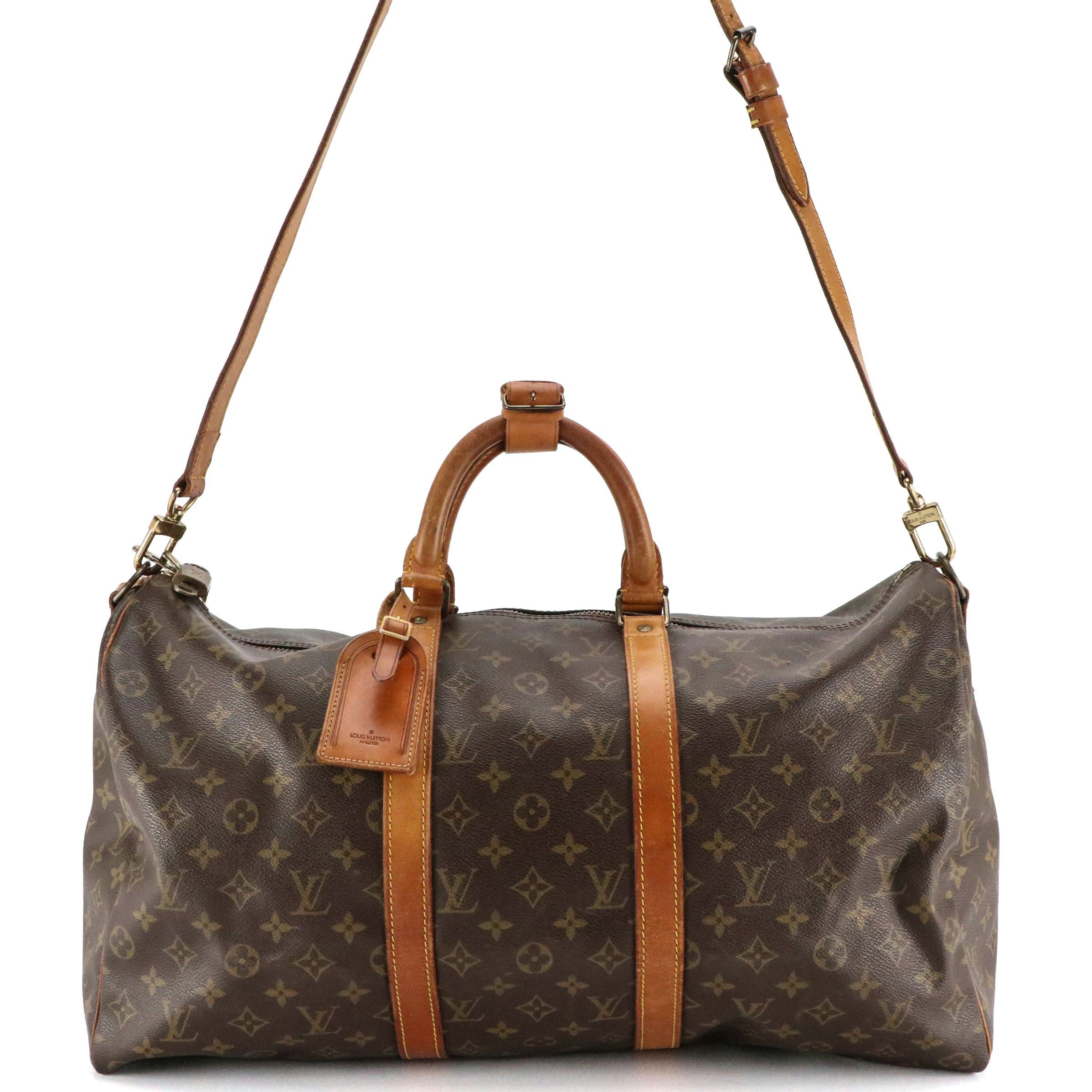 Louis Vuitton Keepall 50 Bandoulière Bag in Monogram Canvas and Vachetta Leather