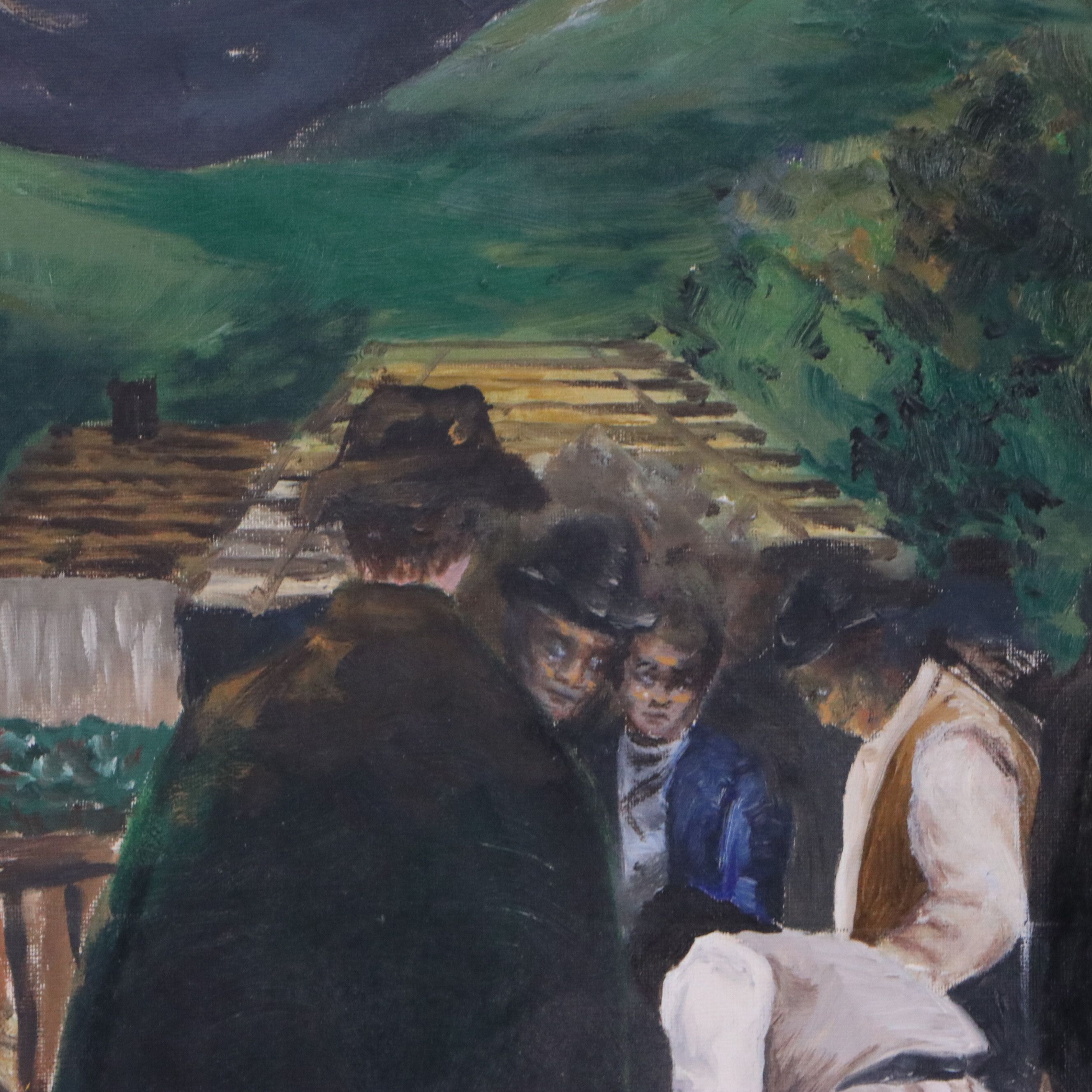 B. Hegman Oil Painting of Figures in Rural Scene