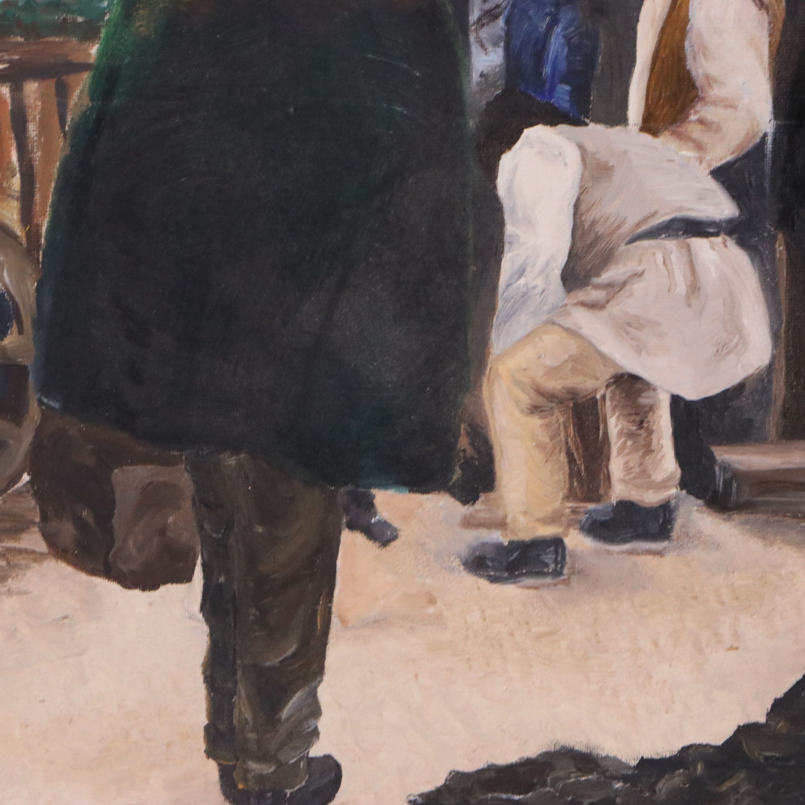 B. Hegman Oil Painting of Figures in Rural Scene