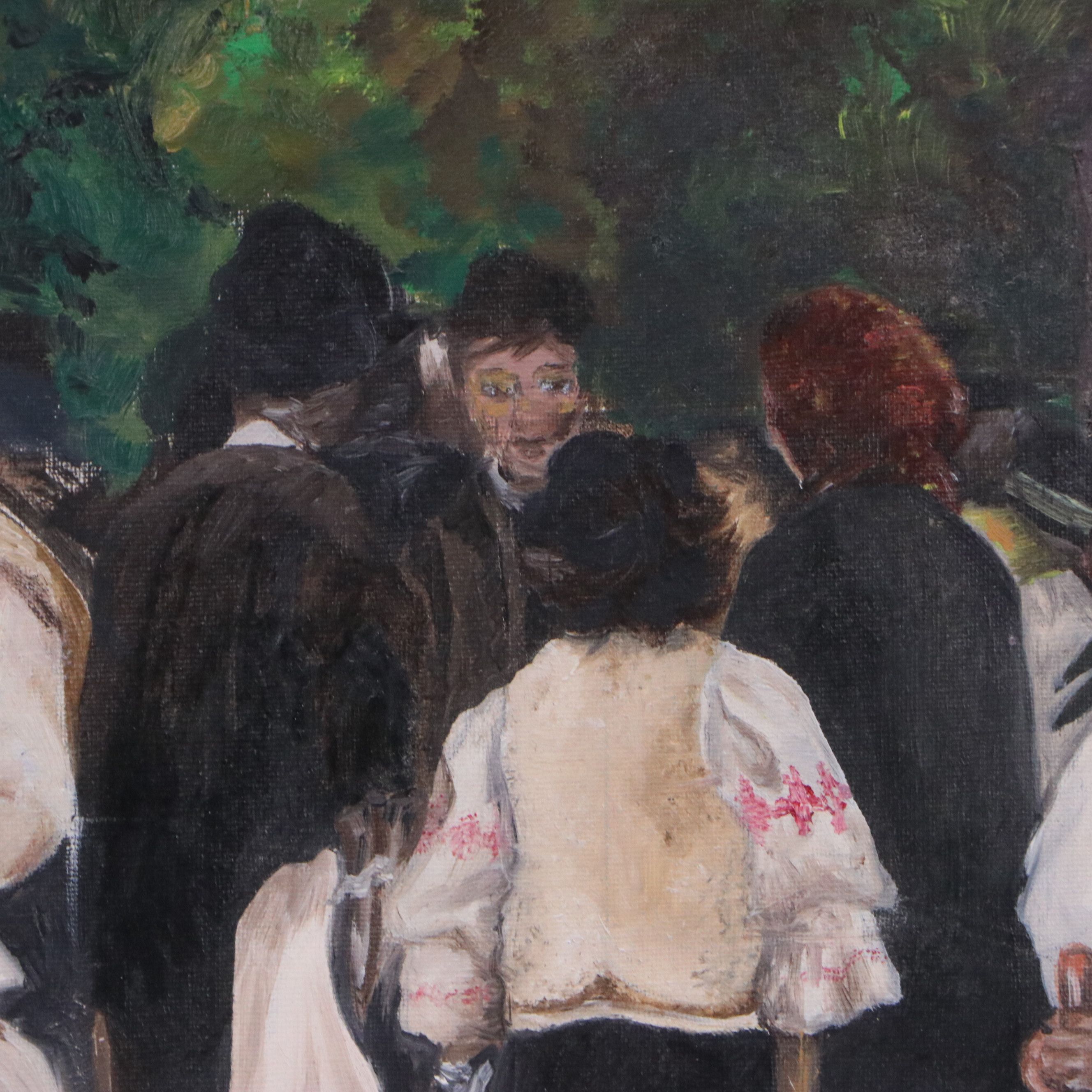 B. Hegman Oil Painting of Figures in Rural Scene