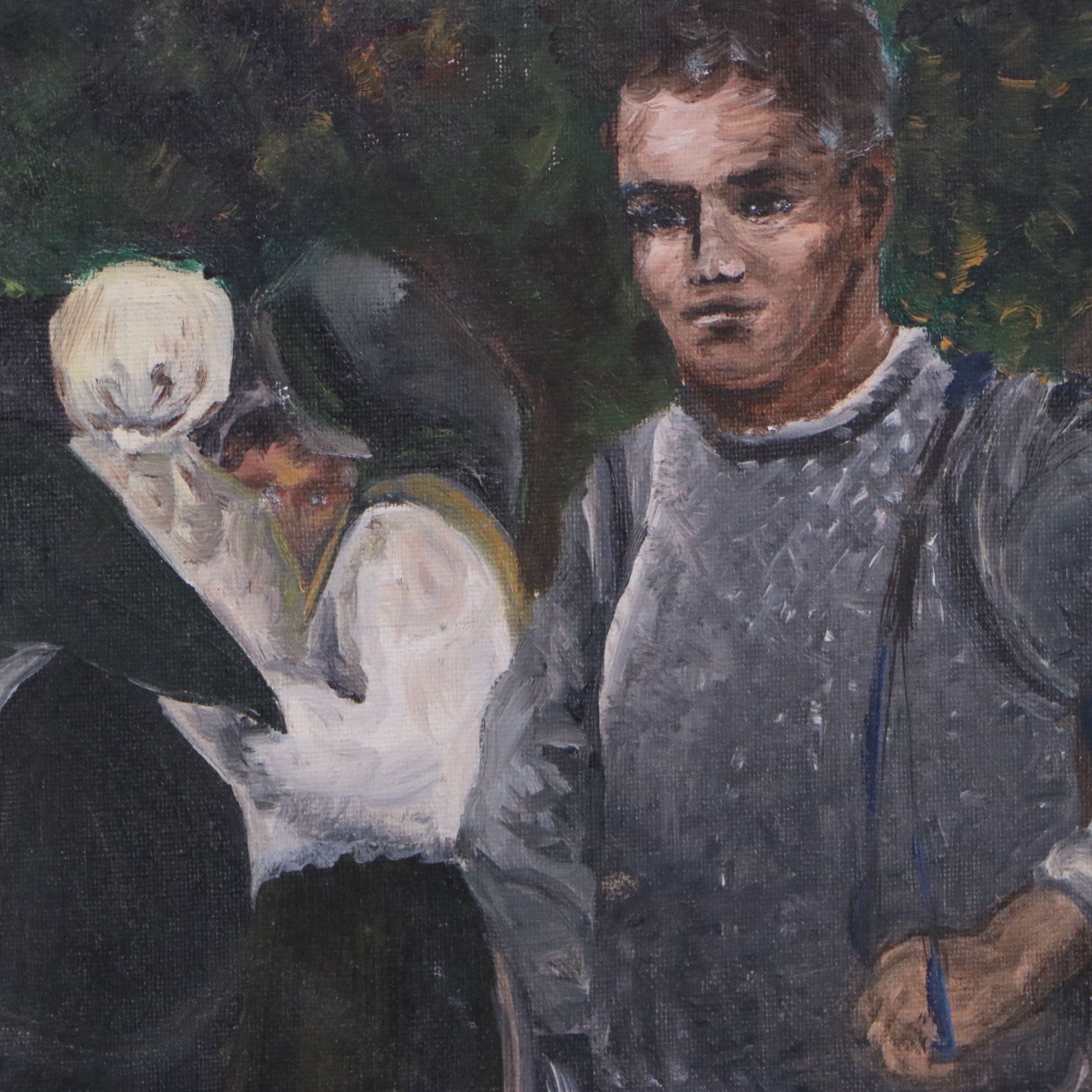 B. Hegman Oil Painting of Figures in Rural Scene