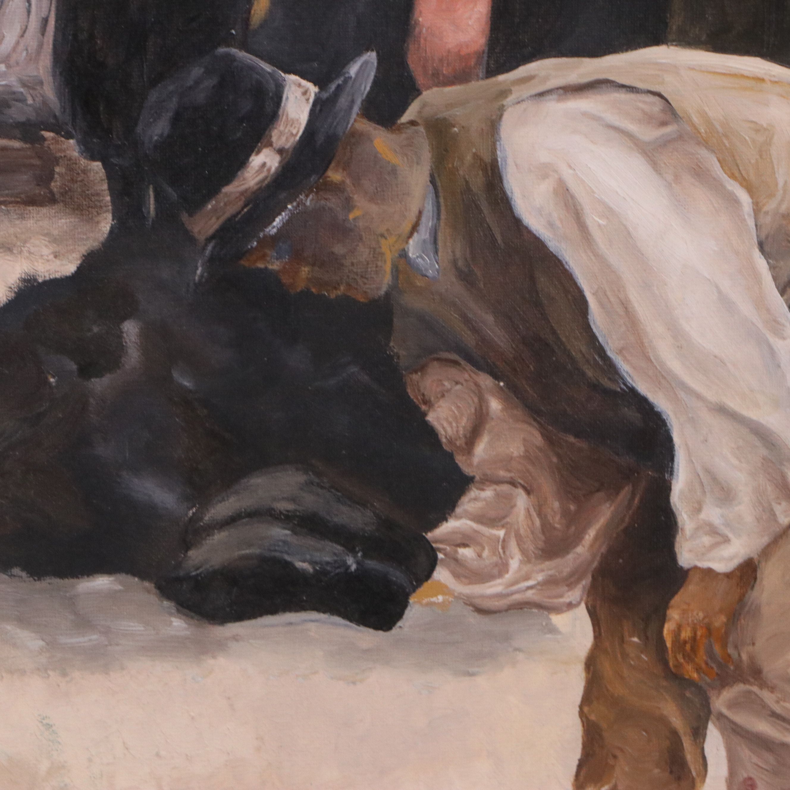 B. Hegman Oil Painting of Figures in Rural Scene